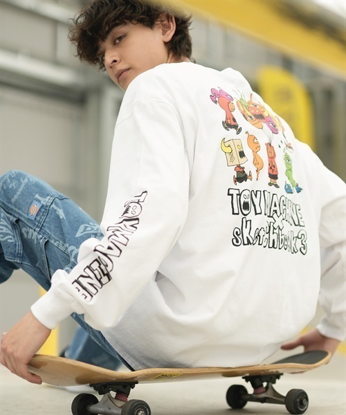 【ムラサキスポーツ限定】TOY MACHINE/トイマシーン 長袖 Tシャツ ロンT ビッグシルエット バックプリント MTMFDLT4(WHITE-M)