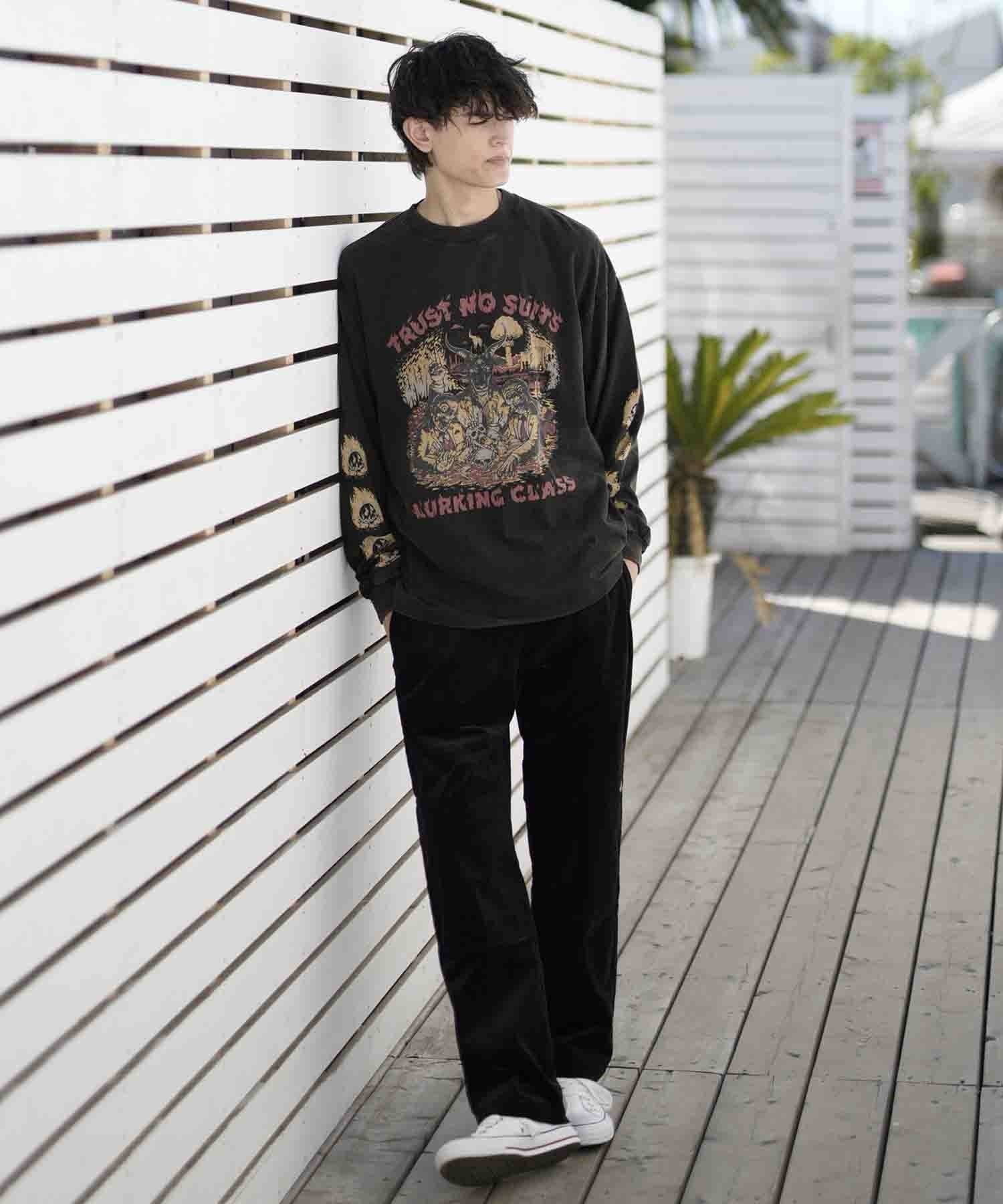 【ムラサキスポーツ別注】LURKING CLASS/ラーキングクラス メンズ ロンT ワイドシルエット グラフィックTシャツ ST23FTM04(BKAC-M)