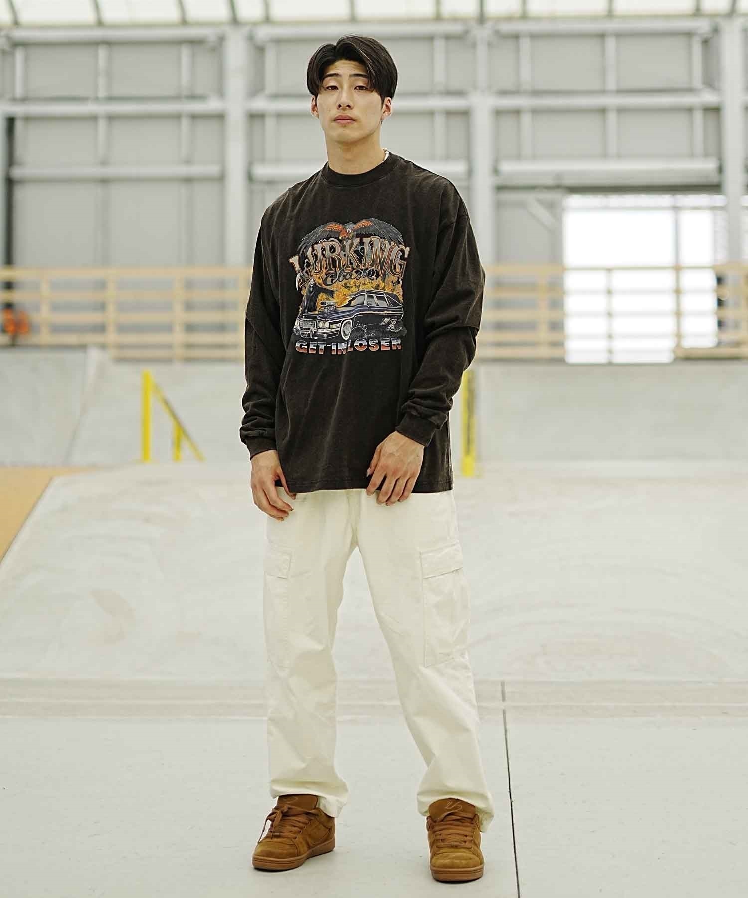 【ムラサキスポーツ別注】LURKING CLASS/ラーキングクラス メンズ 長袖Tシャツ 80年代 ルーズシルエット ST23FTM05(BKAC-M)