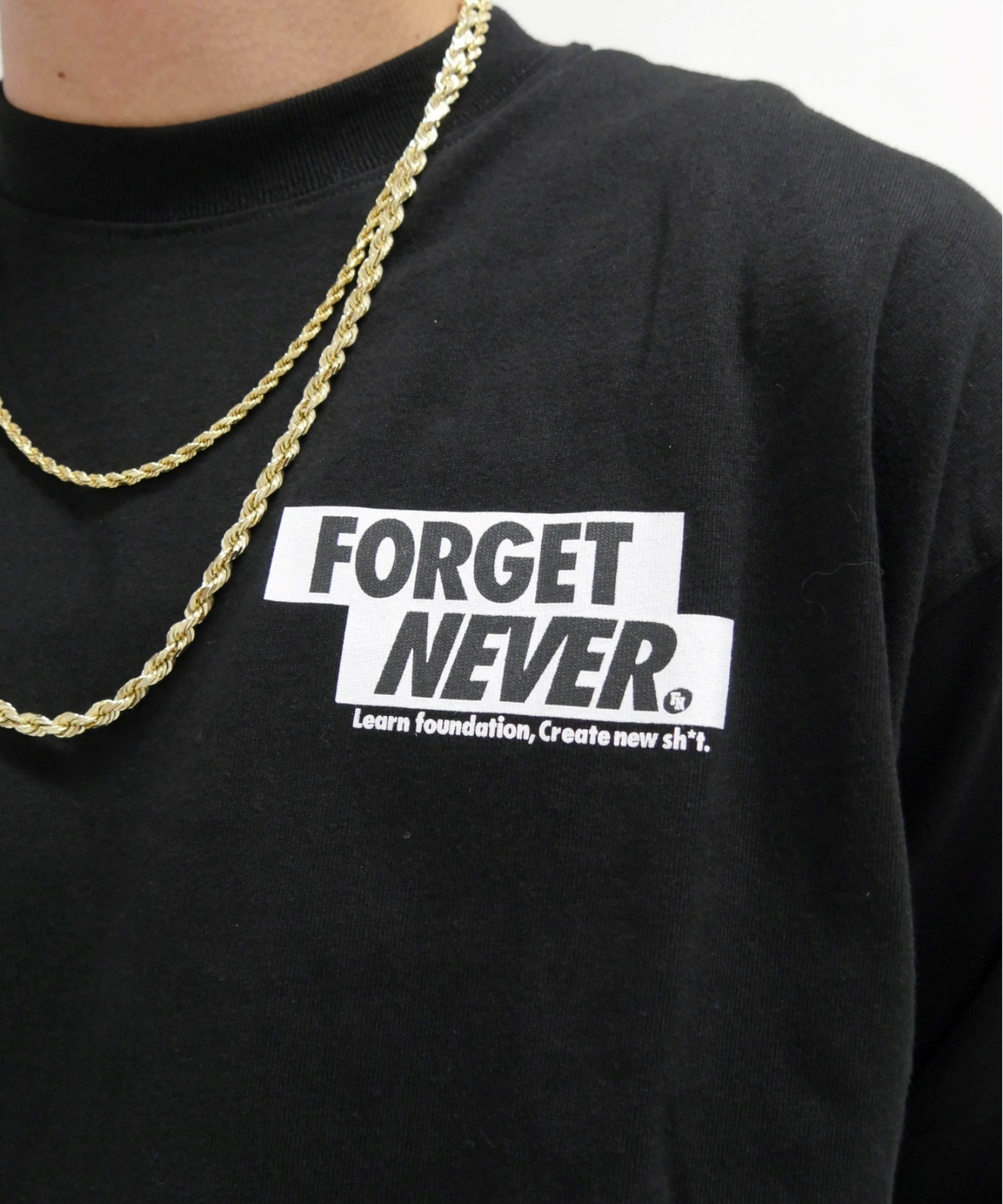 FORGET NEVER/フォーゲットネバー メンズ ロゴロンT バックロゴ クルーネック長袖Tee 234OO1LT117FN ムラサキスポーツ別注(WHT-M)