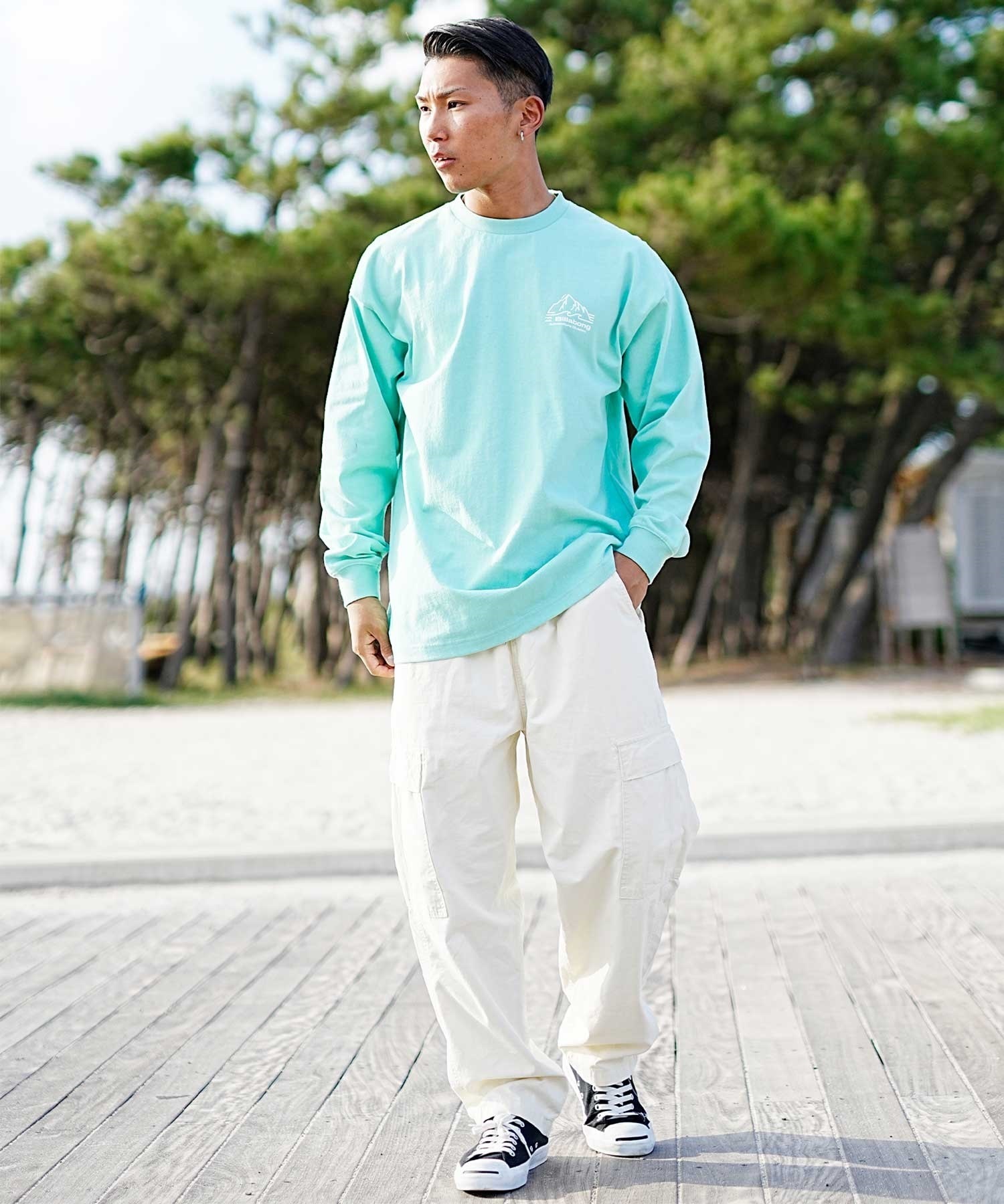 BILLABONG ビラボン BE011-053 メンズ 長袖 Tシャツ ロゴ ロンＴ バックロゴ クルーネック ロンT(WAA-M)