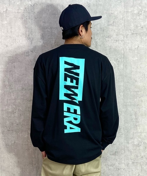 NEW ERA ニューエラ 13697255 メンズ 長袖 Tシャツ バックプリント KK1 B27(BLK-M)