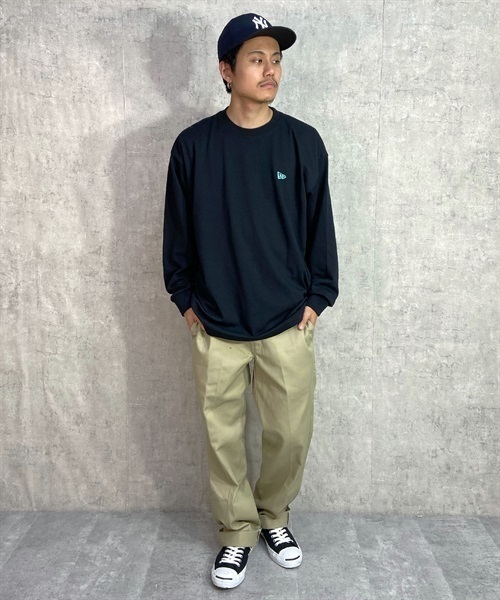 NEW ERA ニューエラ 13697255 メンズ 長袖 Tシャツ バックプリント KK1 B27(BLK-M)