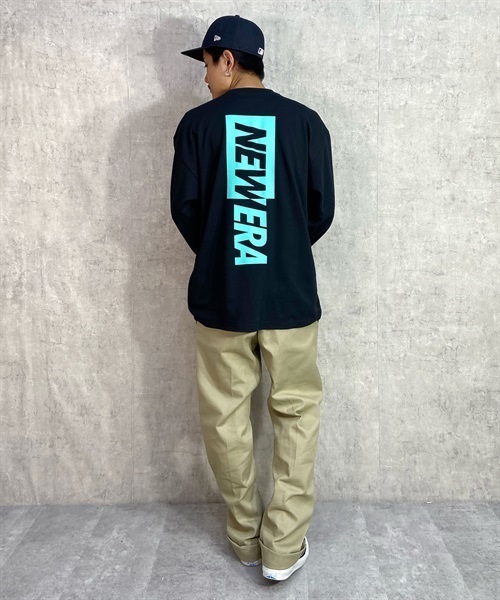 NEW ERA ニューエラ 13697255 メンズ 長袖 Tシャツ バックプリント KK1 B27(BLK-M)