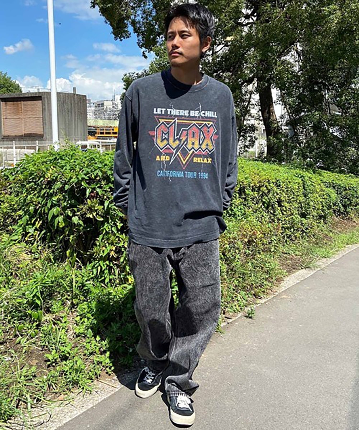 CHILLAX チラックス DESI 234OO1LT120CL メンズ 長袖 Tシャツ(BLK-4-M)