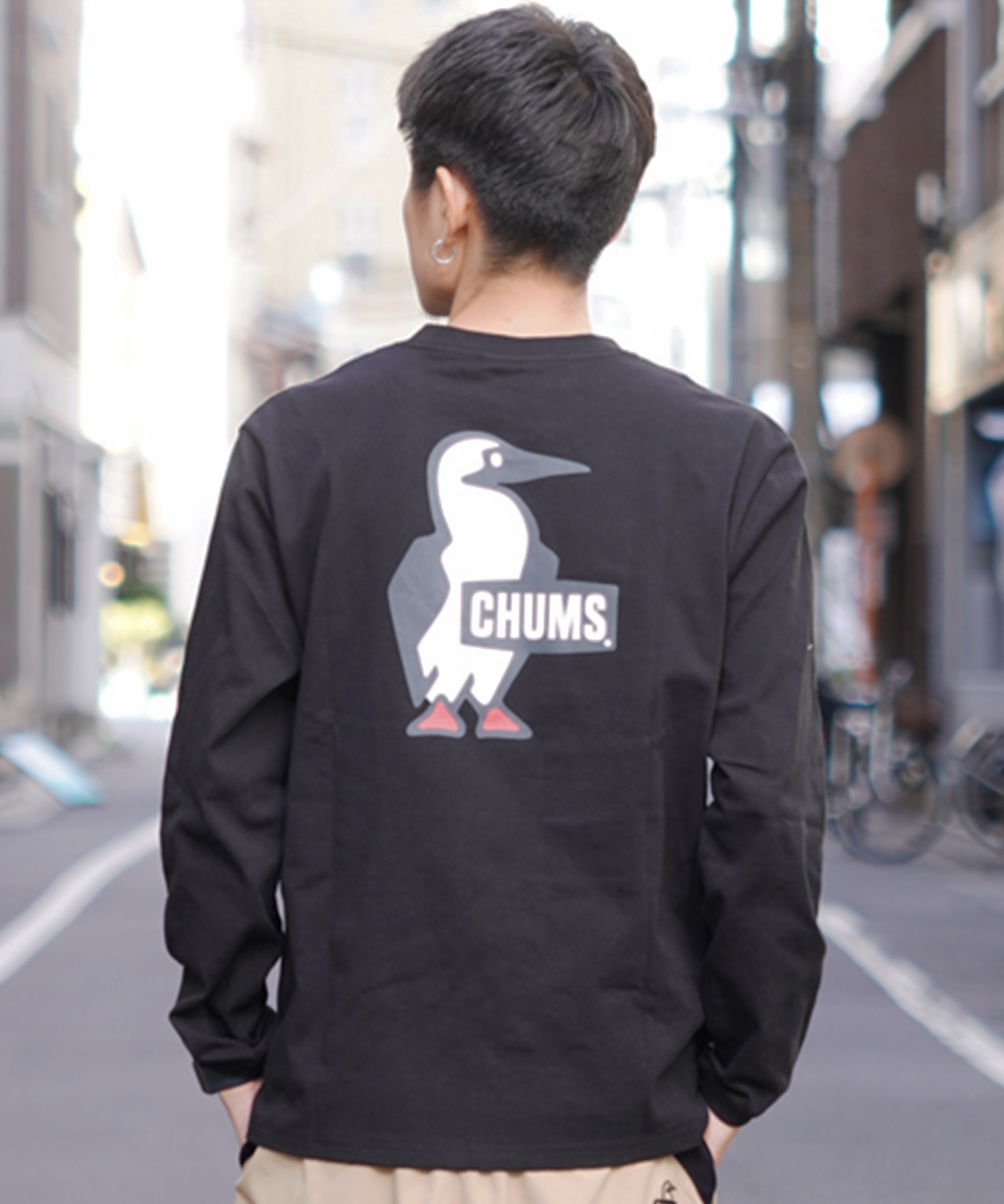 CHUMS チャムス メンズ Tシャツ 長袖 ロンT バックプリント ブービーロゴ CH01-2275(K001-M)