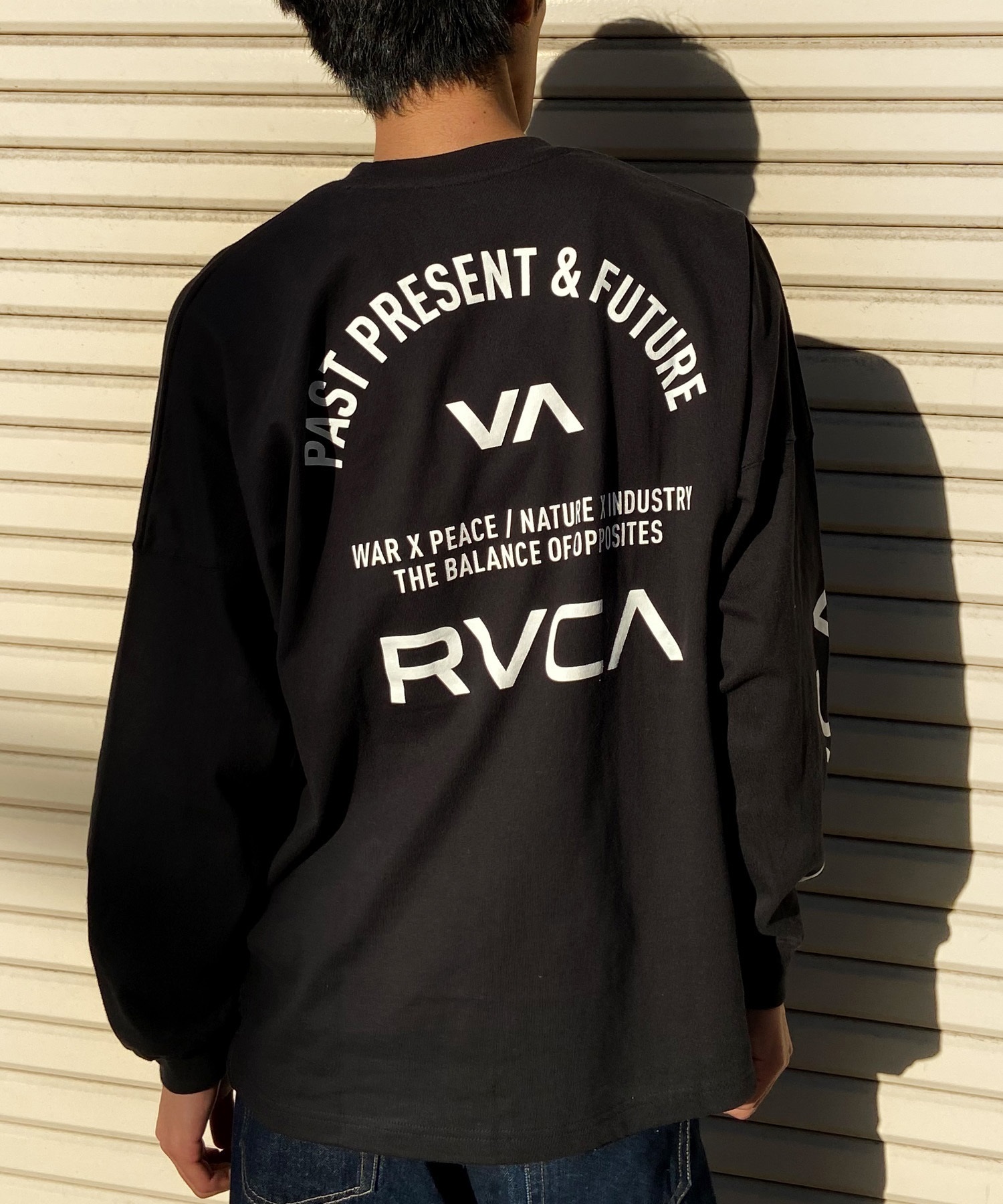 【クーポン対象】RVCA ルーカ メンズ 長袖 Tシャツ ロンT バックプリント スリーブロゴ ヘビーウェイト ワイドフィット BE041-056(KHA-S)