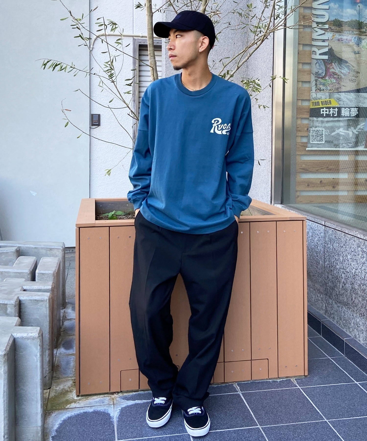 RVCA/ルーカ TACTIX LS TEE ムラサキスポーツ限定 バックプリント BE041-P06(BLK-S)