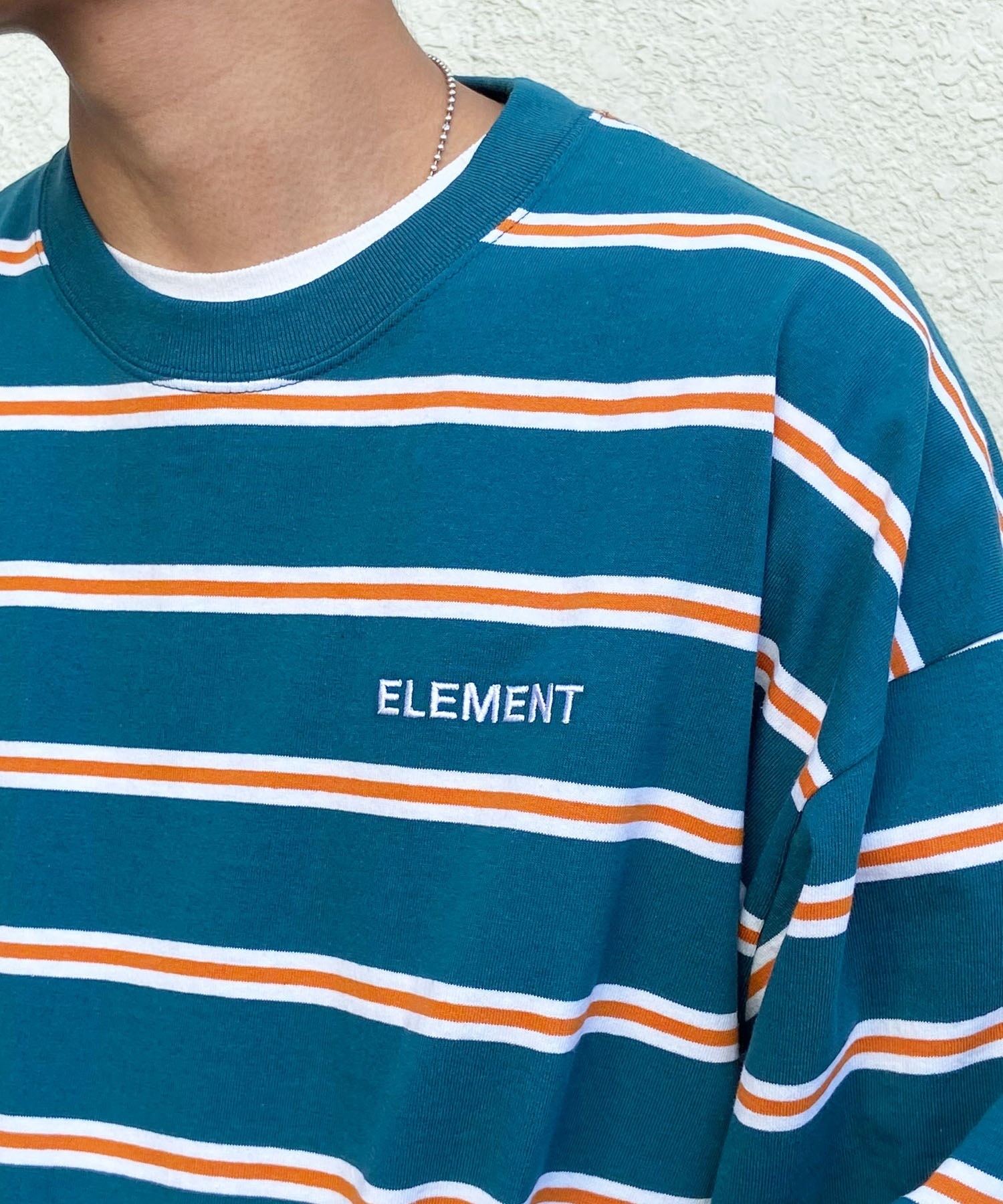 ELEMENT エレメント メンズ 長袖 Tシャツ ロンT ボーダー ルーズシルエット BE021-053(FBK-M)