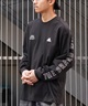 adidas アディダス メンズ レディース 長袖 Tシャツ ロンＴ スリーブプリント クルーネック オーバーサイズ JSY26(BL/BK-M)