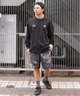 adidas アディダス メンズ レディース 長袖 Tシャツ ロンＴ スリーブプリント クルーネック オーバーサイズ JSY26(BL/BK-M)