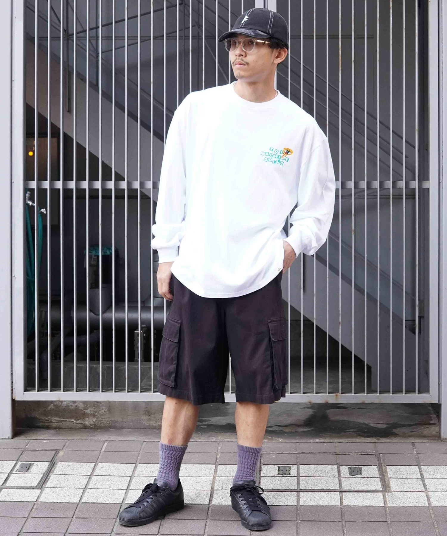 【ムラサキスポーツ限定】 TOY MACHINE トイマシーン メンズ 長袖 Tシャツ ロンT オーバーサイズ バックプリント MTMPLT5(WHITE-M)