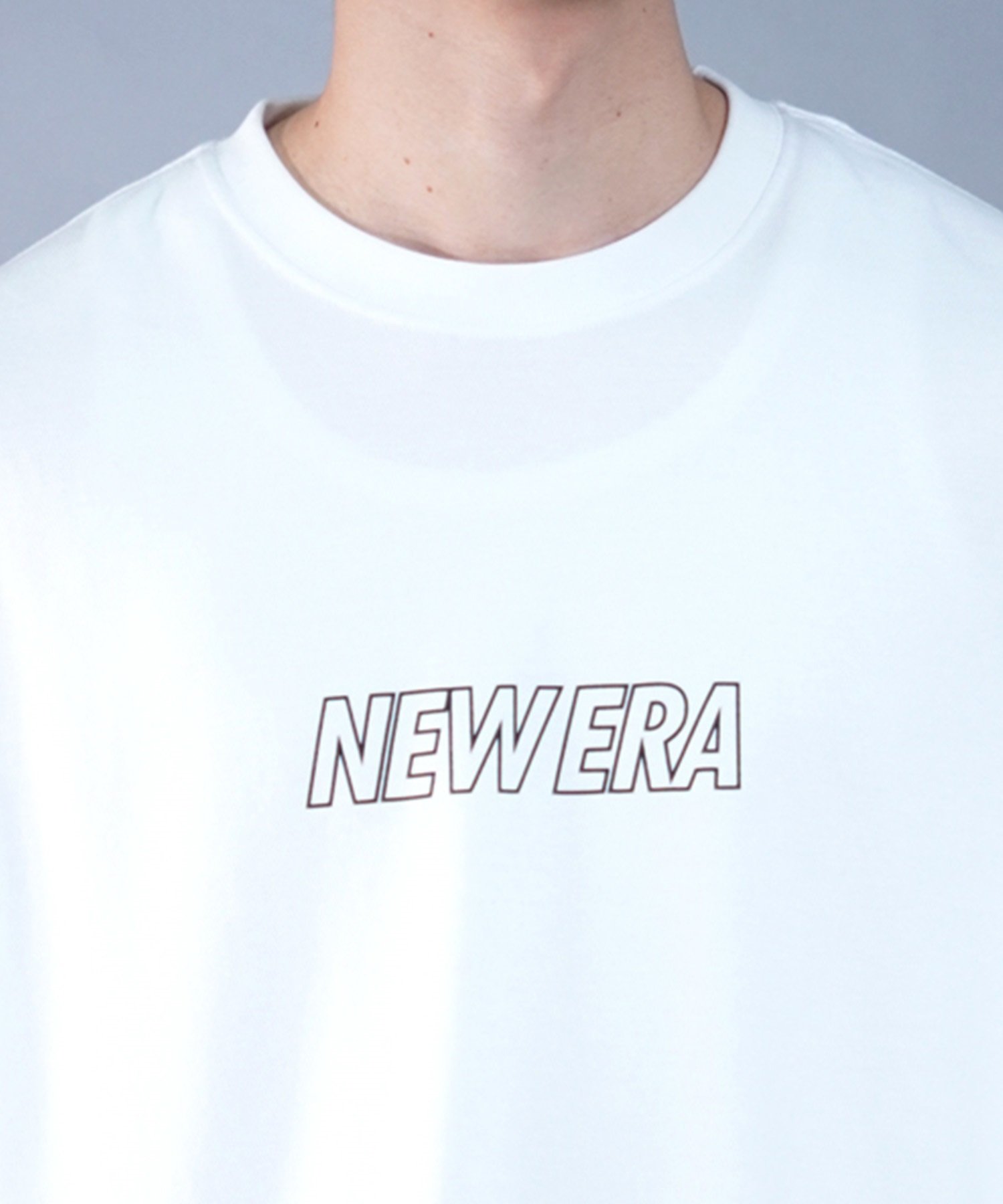 【ムラサキスポーツ限定】 NEW ERA ニューエラ メンズ 長袖 Tシャツ ロンT オーバーサイズ バックプリント クルーネック 吸汗速乾 UVカット 14306821(WHT-M)