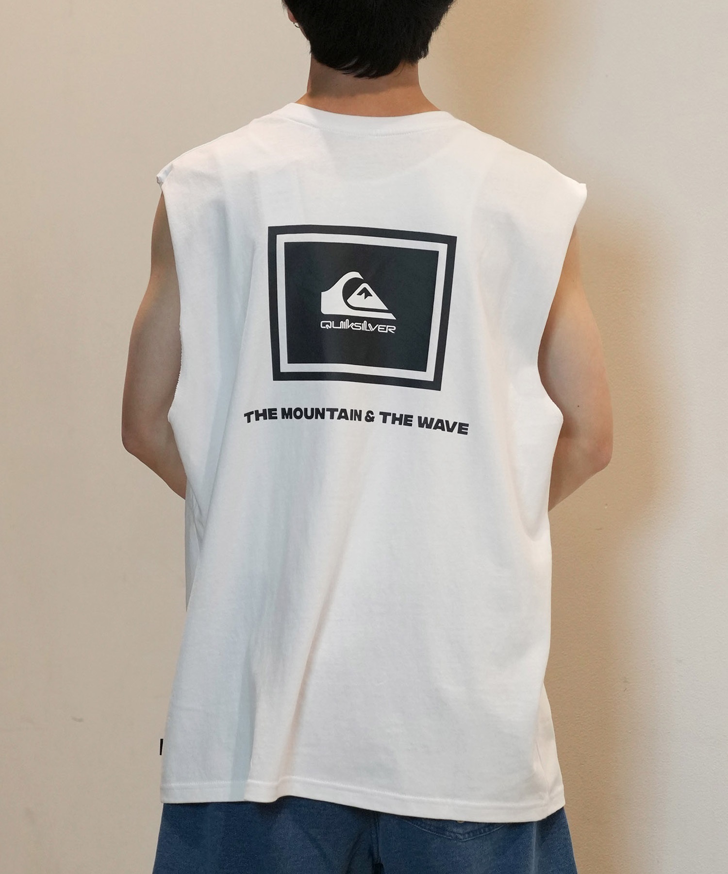 QUIKSILVER クイックシルバー タンクトップ メンズ カットオフ バックプリント クルーネック QSL242616M ムラサキスポーツ限定(WHT-M)