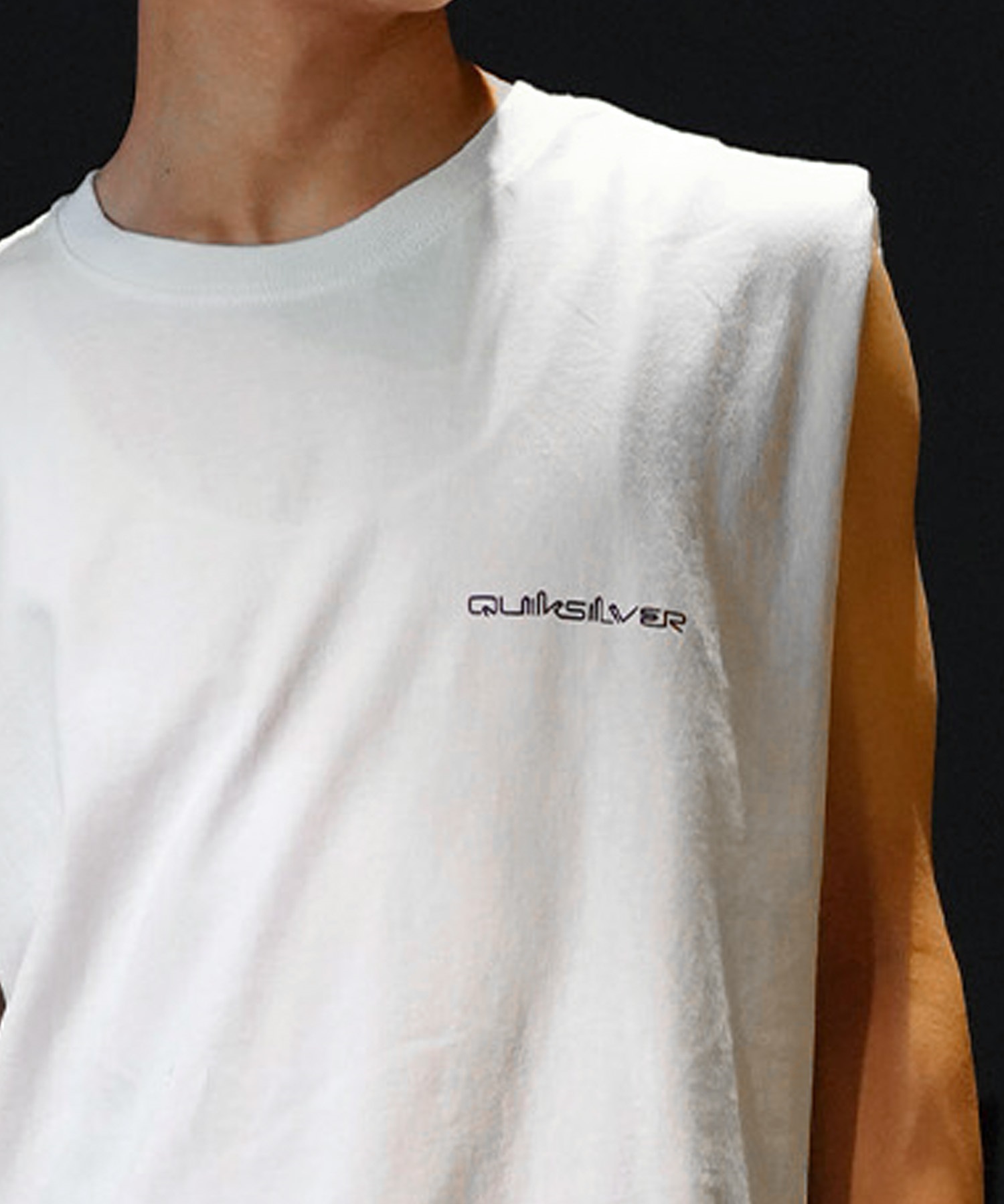 QUIKSILVER クイックシルバー タンクトップ メンズ カットオフ バックプリント クルーネック QSL242616M ムラサキスポーツ限定(WHT-M)