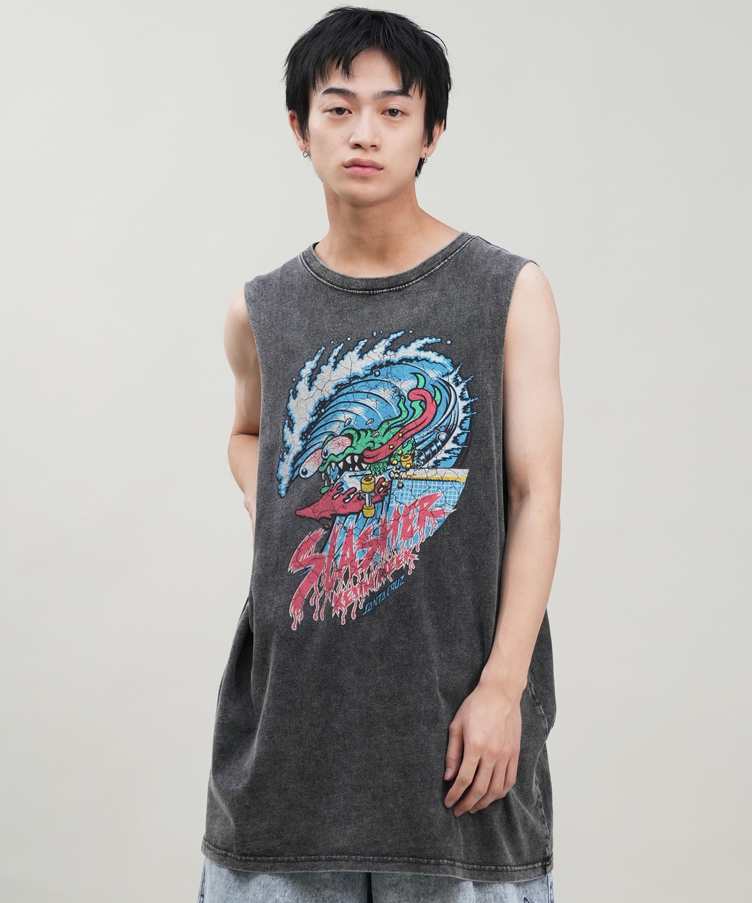 SANTACRUZ サンタクルーズ タンクトップ メンズ バックプリント ピグメント Pigment Bleach Tank Top 502242407 ムラサキスポーツ限定(SHARK-M)