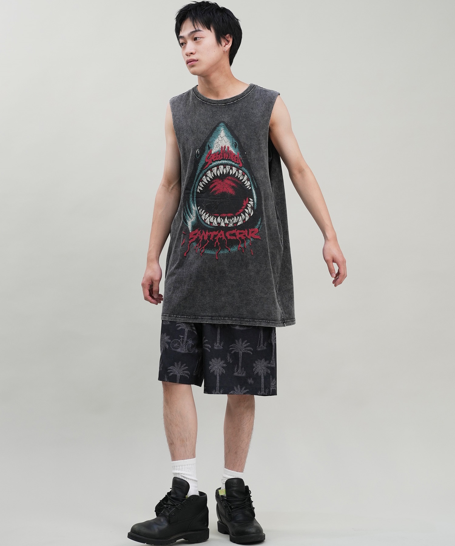 SANTACRUZ サンタクルーズ タンクトップ メンズ バックプリント ピグメント Pigment Bleach Tank Top 502242407 ムラサキスポーツ限定(SHARK-M)