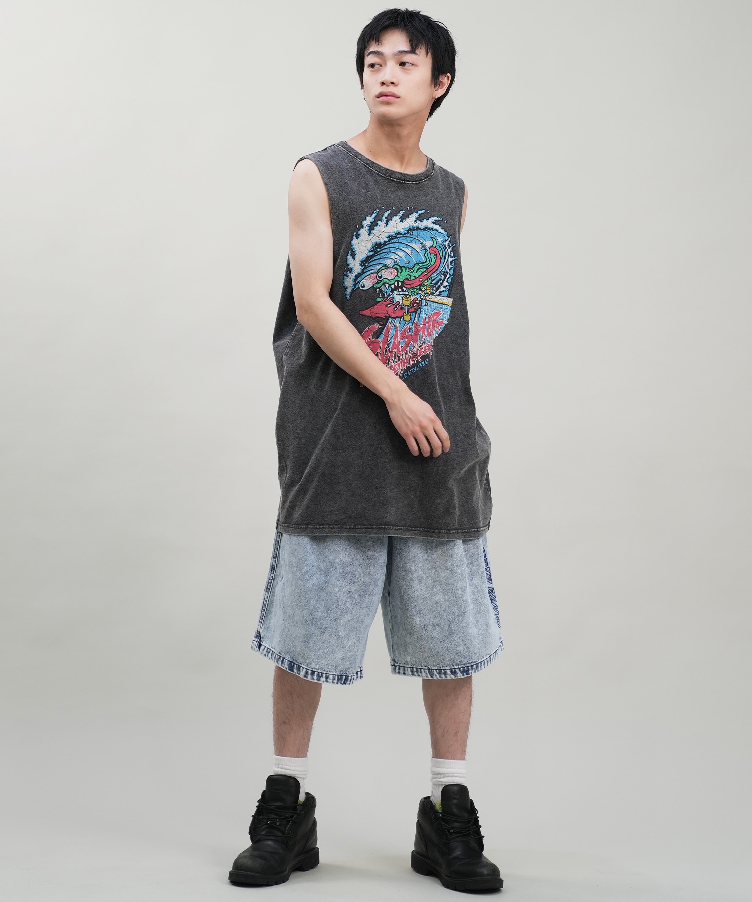 SANTACRUZ サンタクルーズ タンクトップ メンズ バックプリント ピグメント Pigment Bleach Tank Top 502242407 ムラサキスポーツ限定(SHARK-M)