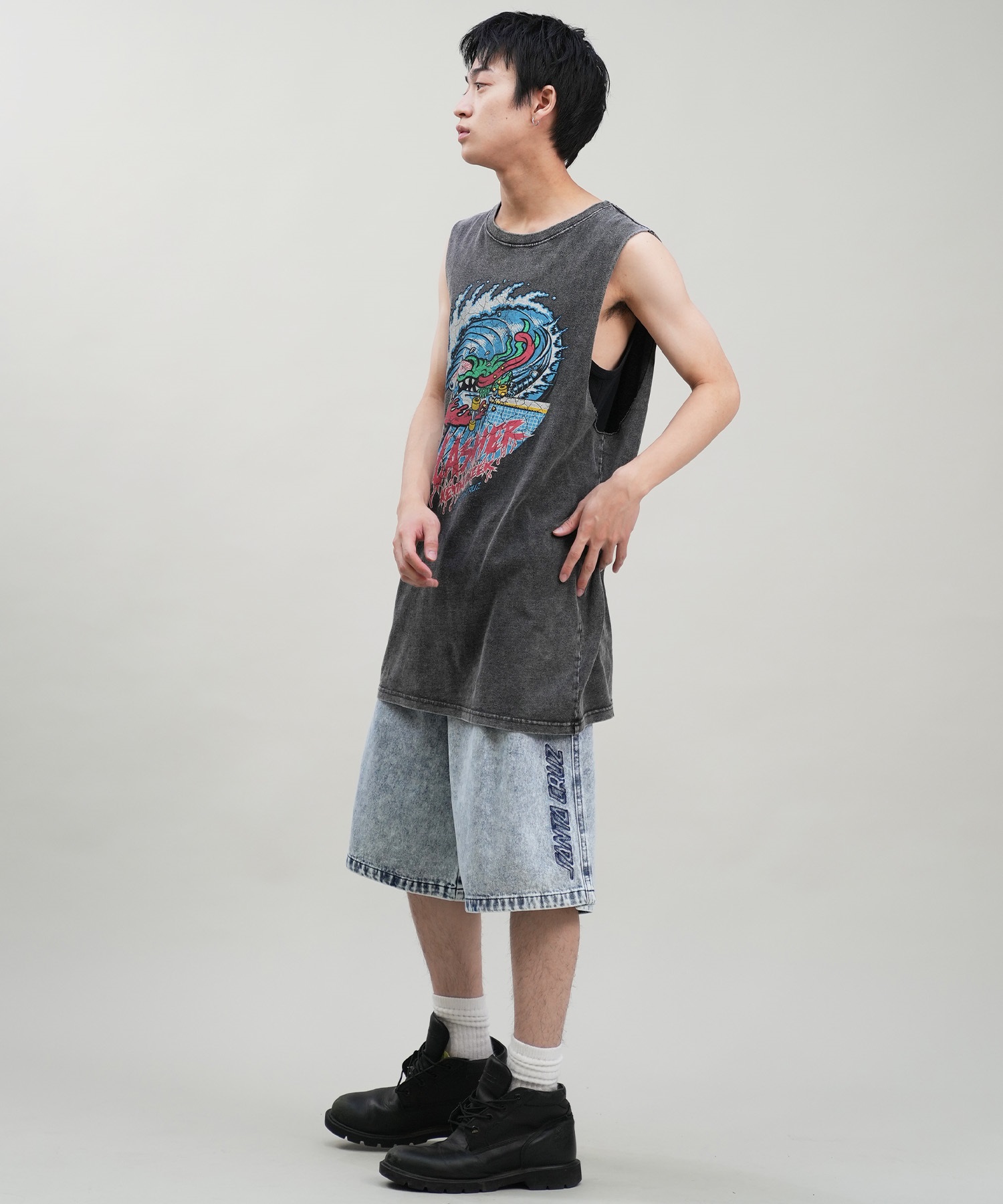 SANTACRUZ サンタクルーズ タンクトップ メンズ バックプリント ピグメント Pigment Bleach Tank Top 502242407 ムラサキスポーツ限定(SHARK-M)