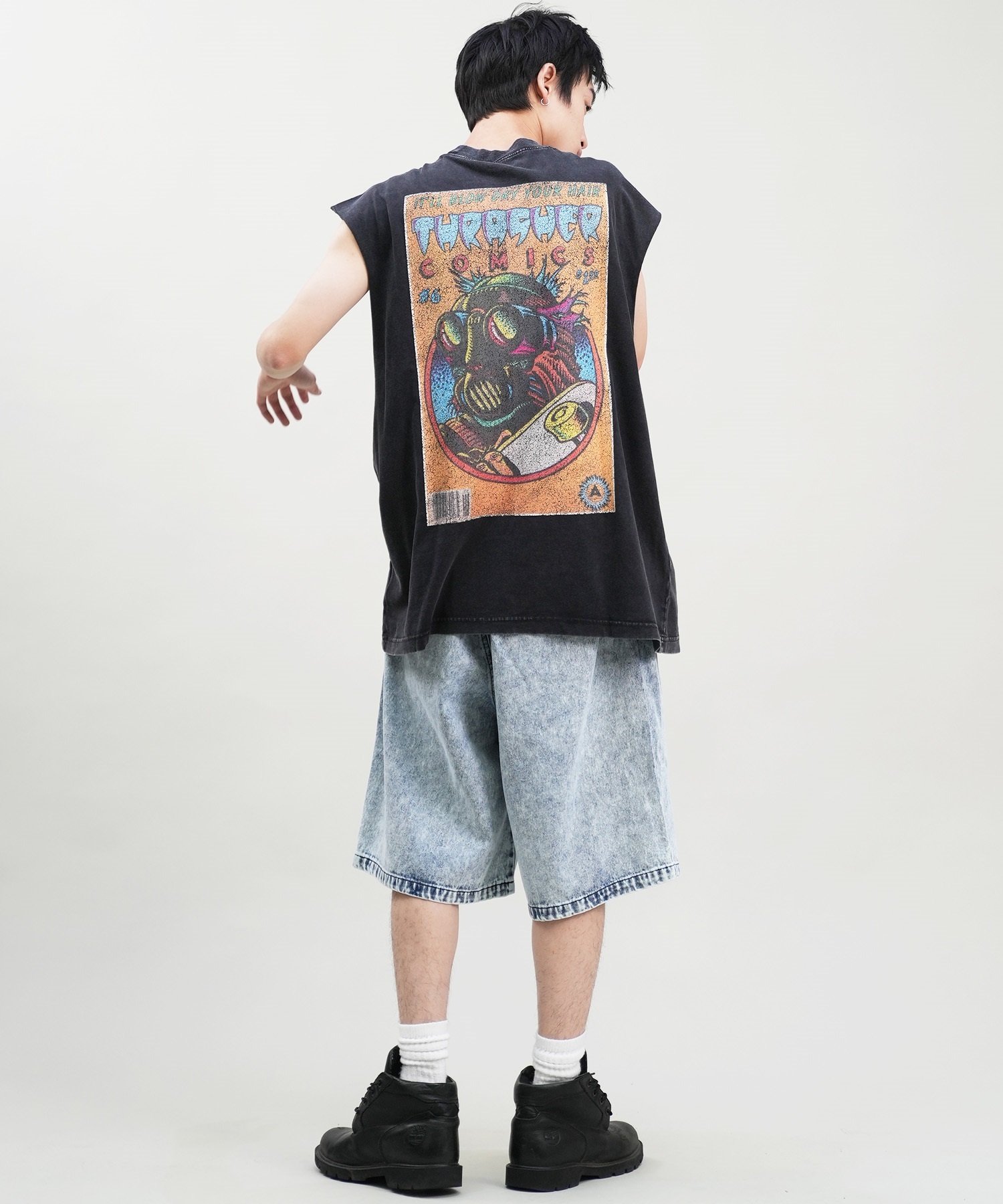 THRASHER スラッシャー メンズ タンクトップ コミック ピグメント加工 バックプリント THMM-24SMNST01 ムラサキスポーツ限定(COMI1-M)