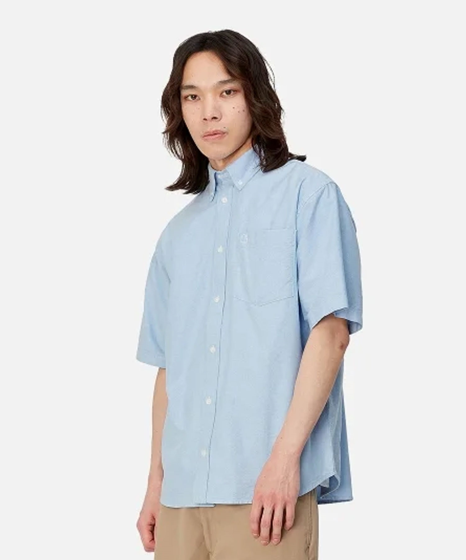 Carhartt WIP カーハートダブリューアイピー S S BRAXTON SHIRT メンズ 半袖 シャツ ルーズ シルエット I031454(BLUE-M)