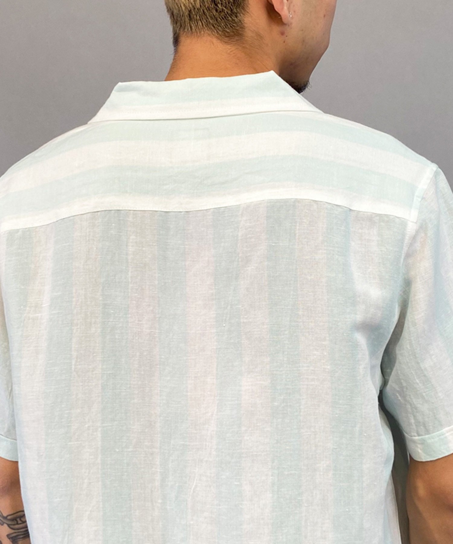 RVCA ルーカ 半袖 シャツ メンズ ストライプ オープンカラー LOVE STRIPE SS BE04A-127(LBL-S)