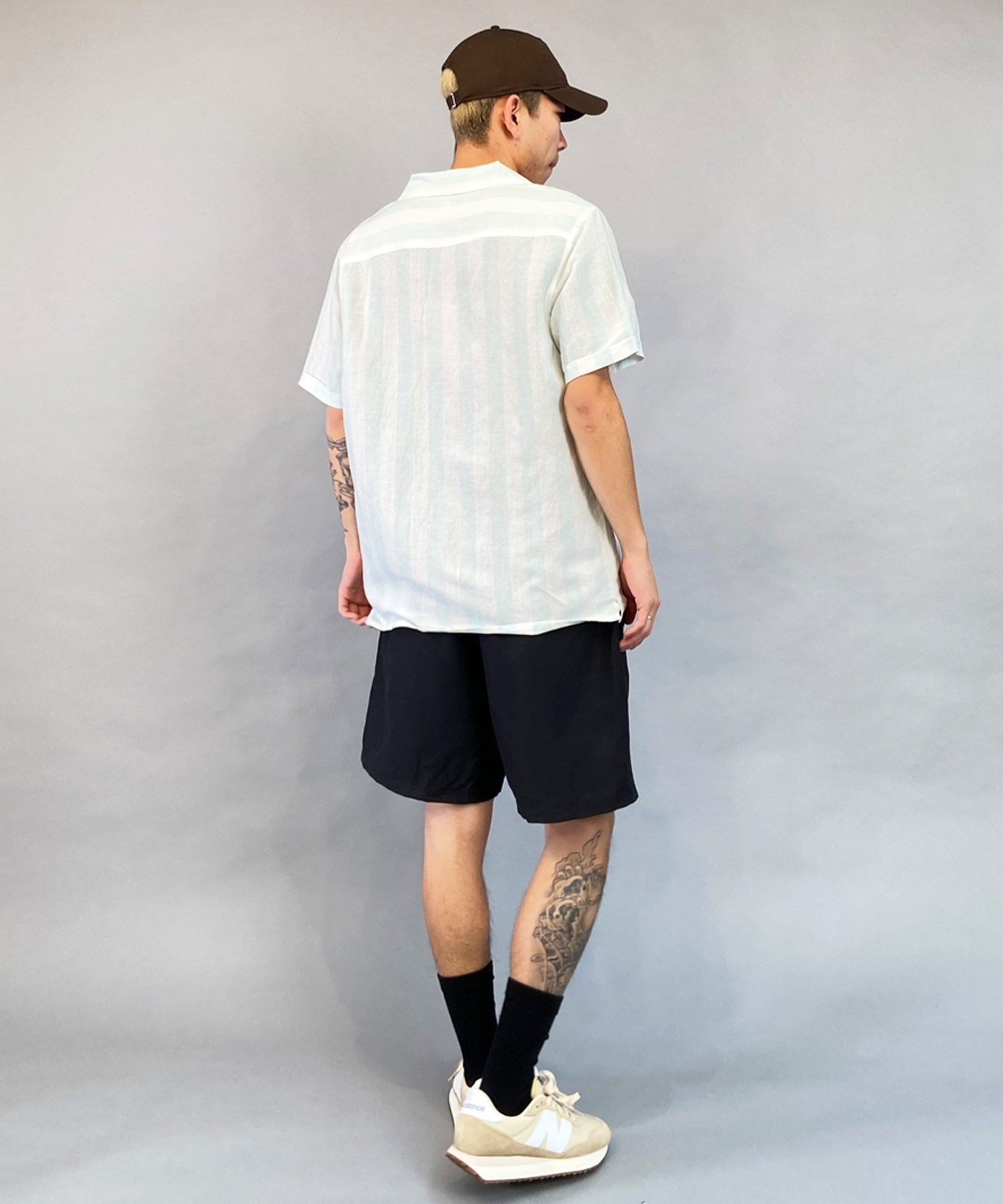 RVCA ルーカ 半袖 シャツ メンズ ストライプ オープンカラー LOVE STRIPE SS BE04A-127(LBL-S)