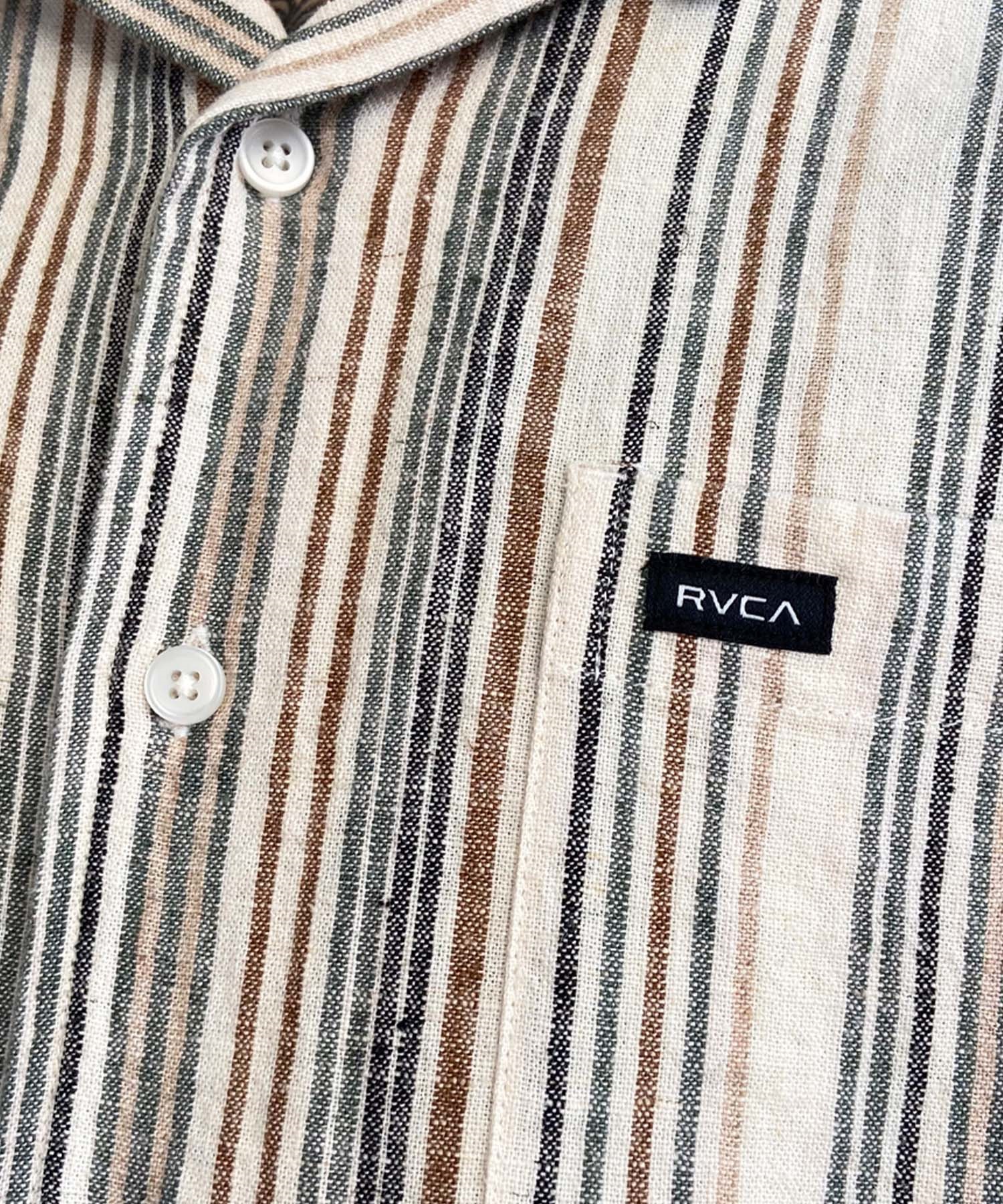 RVCA ルーカ 半袖 シャツ メンズ オープンカラー ストライプ SATELLITE STRIPE SS BE04A-142(ANW-S)