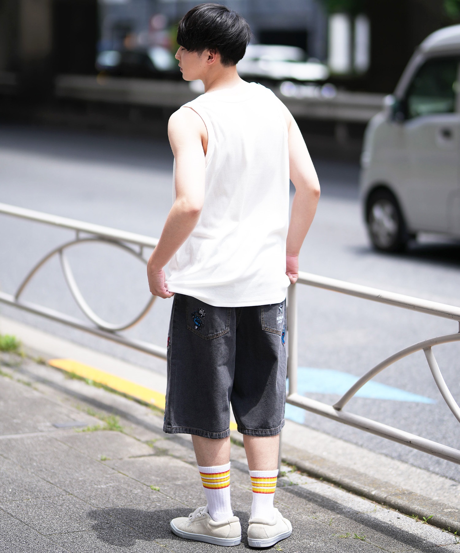 SANTACRUZ サンタクルーズ ショートパンツ メンズ デニムショーツ ロング丈 Patches Jeans 2.0 Shorts 502242502 ムラサキスポーツ限定(BKSTW-M)