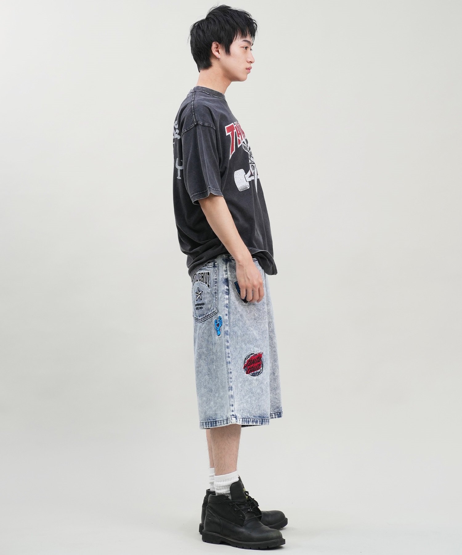 SANTACRUZ サンタクルーズ ショートパンツ メンズ デニムショーツ ロング丈 Patches Jeans 2.0 Shorts 502242502 ムラサキスポーツ限定(BKSTW-M)