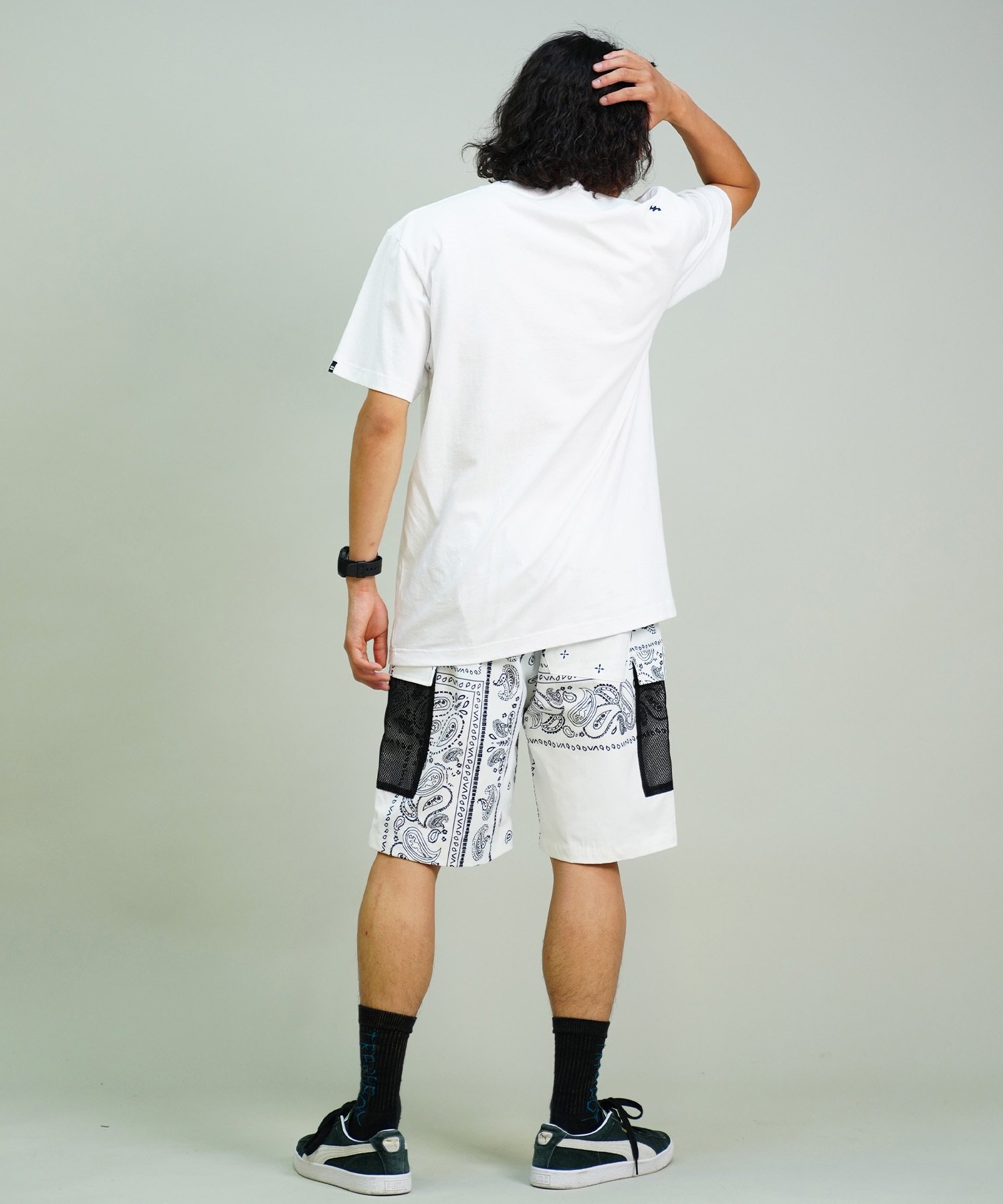 RVCA ルーカ メンズ ショーツ ペイズリー バンダナ 総柄 セットアップ対応 BE04A-P16 ムラサキスポーツ限定(WHT-S)