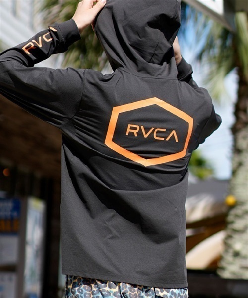 【クーポン対象】RVCA ルーカ BD041-850 メンズ ラッシュガード ジップアップパーカー 長袖 UVカット 水陸両用 ユーティリティ 速乾 KK1 D23(BKWT-S)