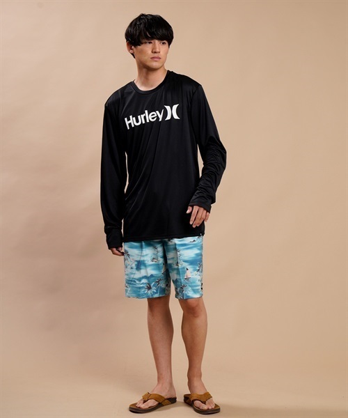 Hurley ハーレー メンズ ラッシュガード 長袖 UVカット 水陸両用 ユーティリティ ラッシュTシャツ 吸水速乾  MRG2310033(BK-S)