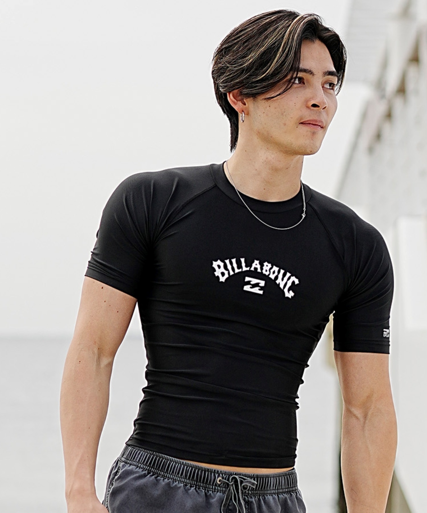 BILLABONG ビラボン メンズ 半袖 ラッシュガード タイトフィット ラウンドネック UVカット BE011-852(WHT-M)