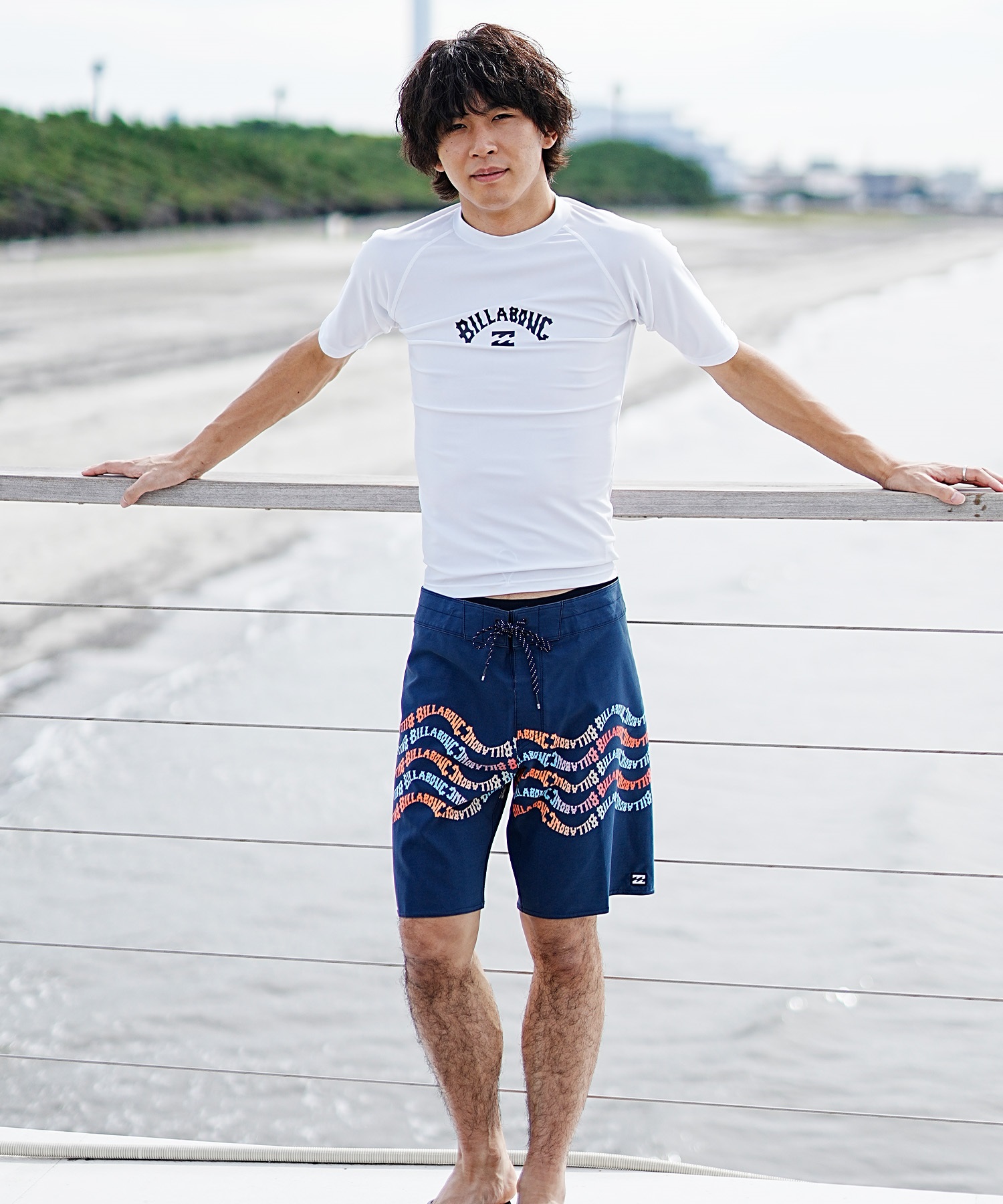 BILLABONG ビラボン メンズ 半袖 ラッシュガード タイトフィット ラウンドネック UVカット BE011-852(WHT-M)