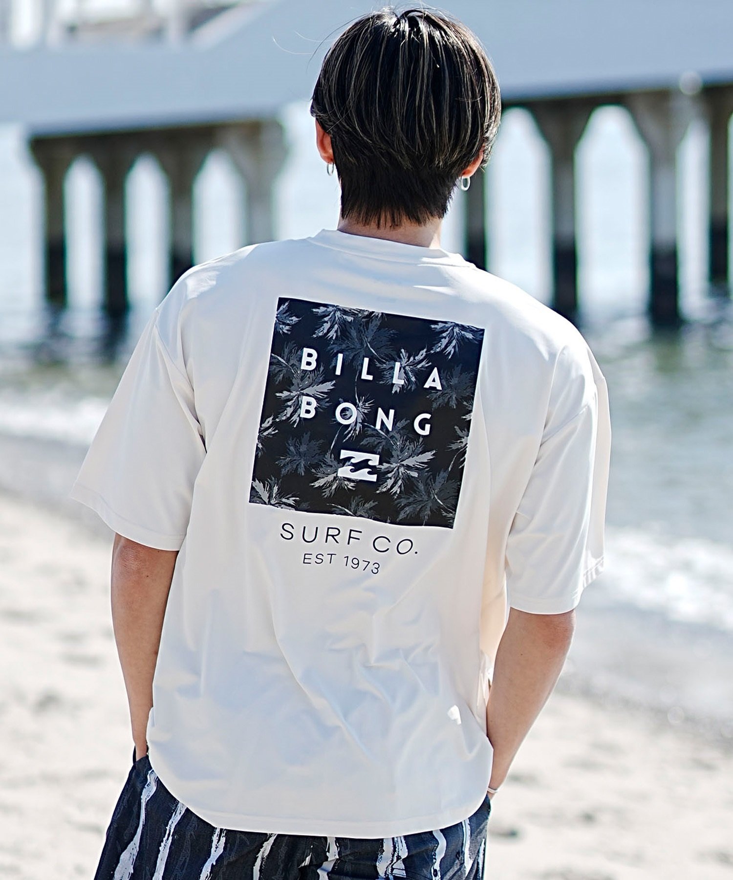 BILLABONG ビラボン メンズ 半袖 ラッシュガード Tシャツ バックプリント ユーティリティ 水陸両用 UVカット BE011-867(BLK-M)