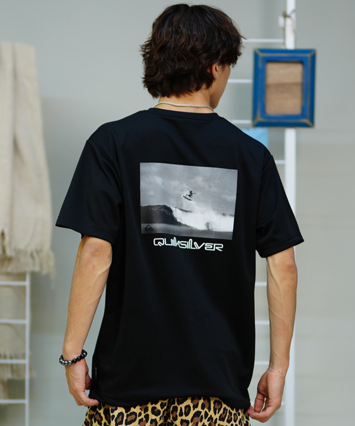 【クーポン対象】QUIKSILVER クイックシルバー メンズ ラッシュガード Tシャツ 半袖 水着 UVカット PHOTO 24 SS QLY241629M ムラサキスポーツ限定(BLK1-M)