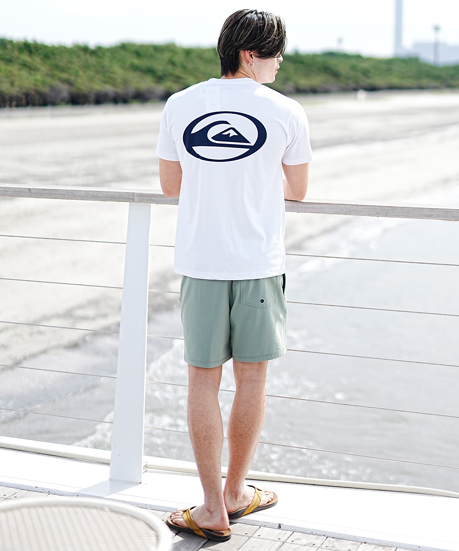 QUIKSILVER クイックシルバー メンズ ラッシュガード Tシャツ 半袖 水着 水陸両用 ユーティリティ UVカット SATURN LOGO SS QLY241009(WHT-M)