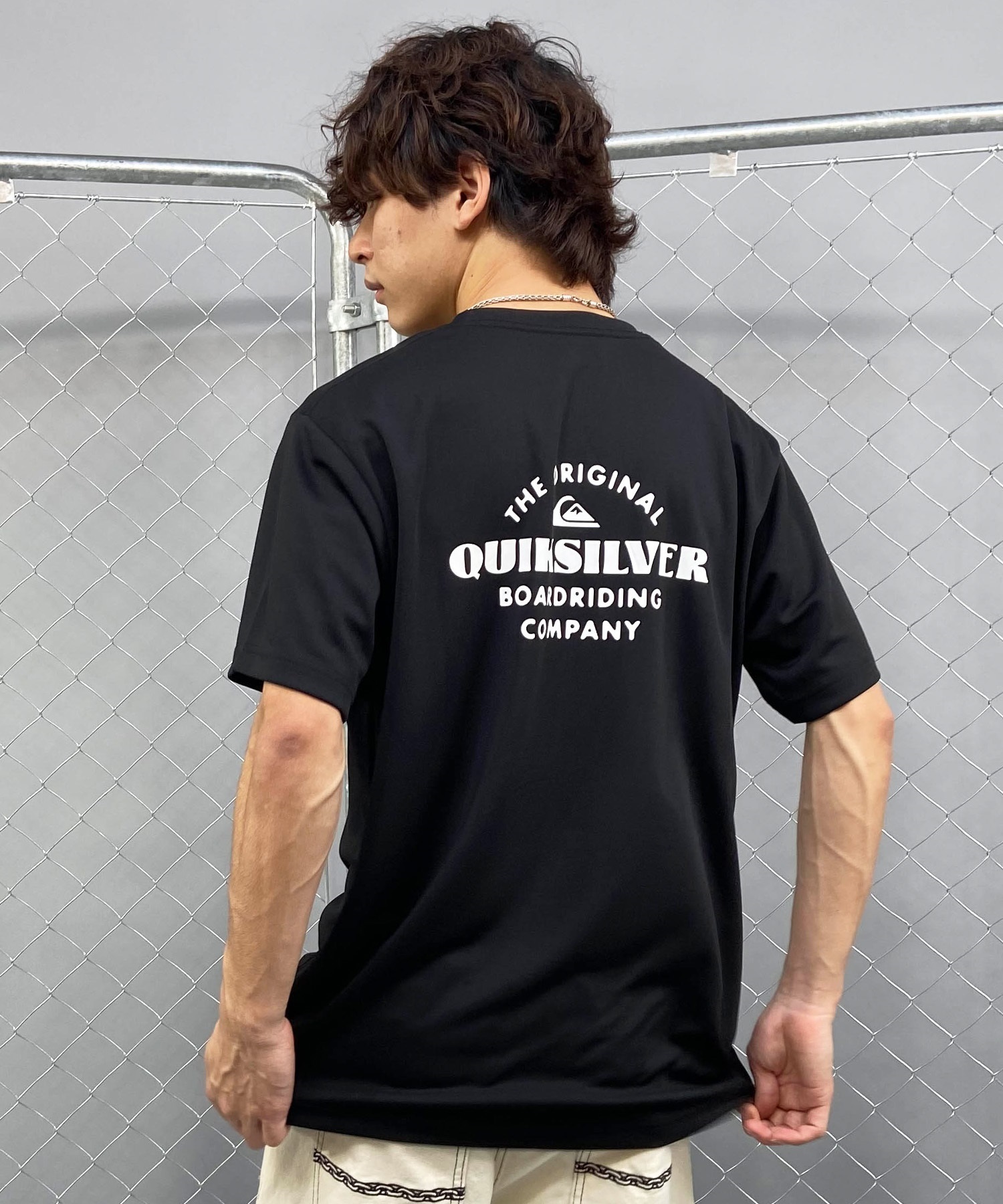 QUIKSILVER クイックシルバー メンズ 半袖ラッシュガード UVケア 水着 水陸両用 ユーティリティ バックプリント QLY241003(BLK-M)