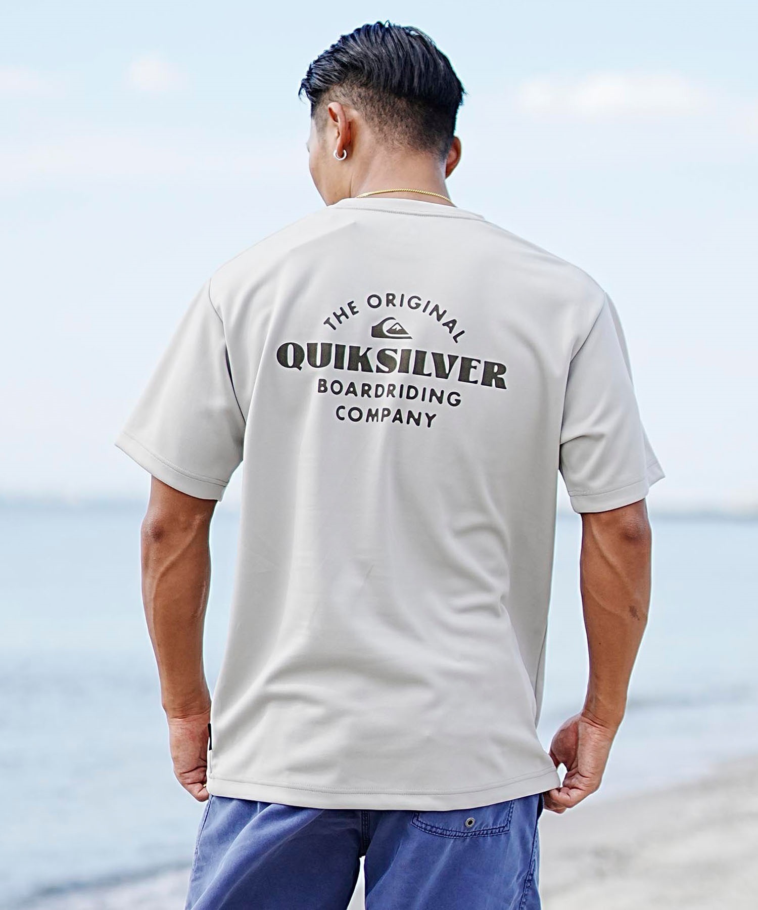 【クーポン対象】QUIKSILVER クイックシルバー メンズ 半袖ラッシュガード UVケア 水着 水陸両用 ユーティリティ バックプリント QLY241003(BLK-M)