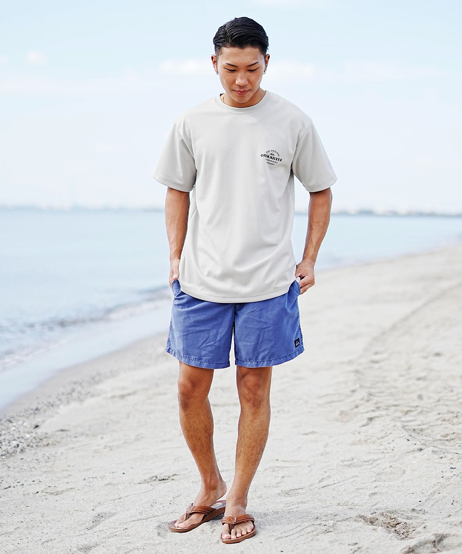 QUIKSILVER クイックシルバー メンズ 半袖ラッシュガード UVケア 水着 水陸両用 ユーティリティ バックプリント QLY241003(BLK-M)