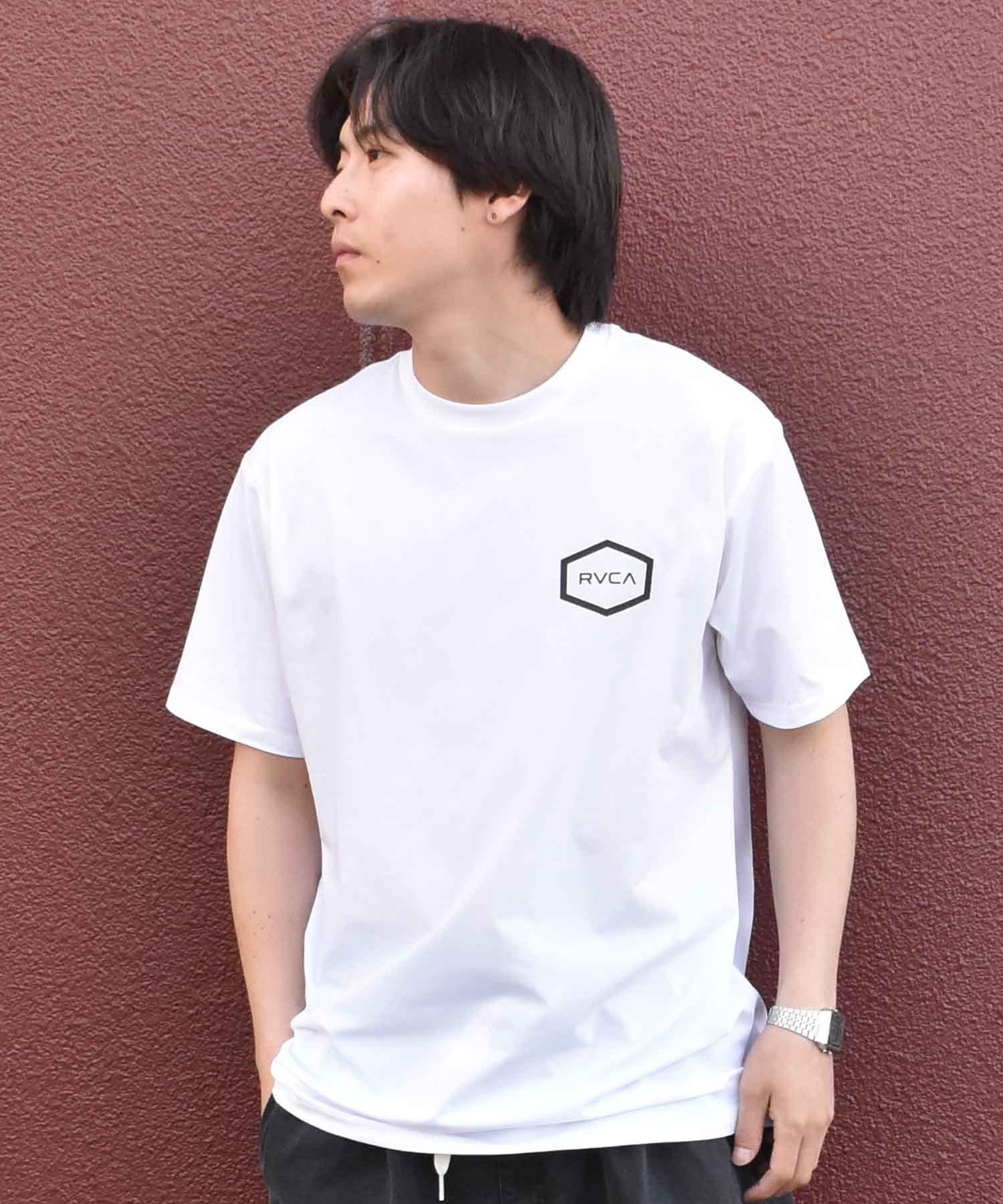 【ムラサキスポーツ限定】  RVCA ルーカ HEX SURF SS メンズ ラッシュガード 半袖 Tシャツ 水陸両用 ユーティリティ BE041-P81(WHT-S)