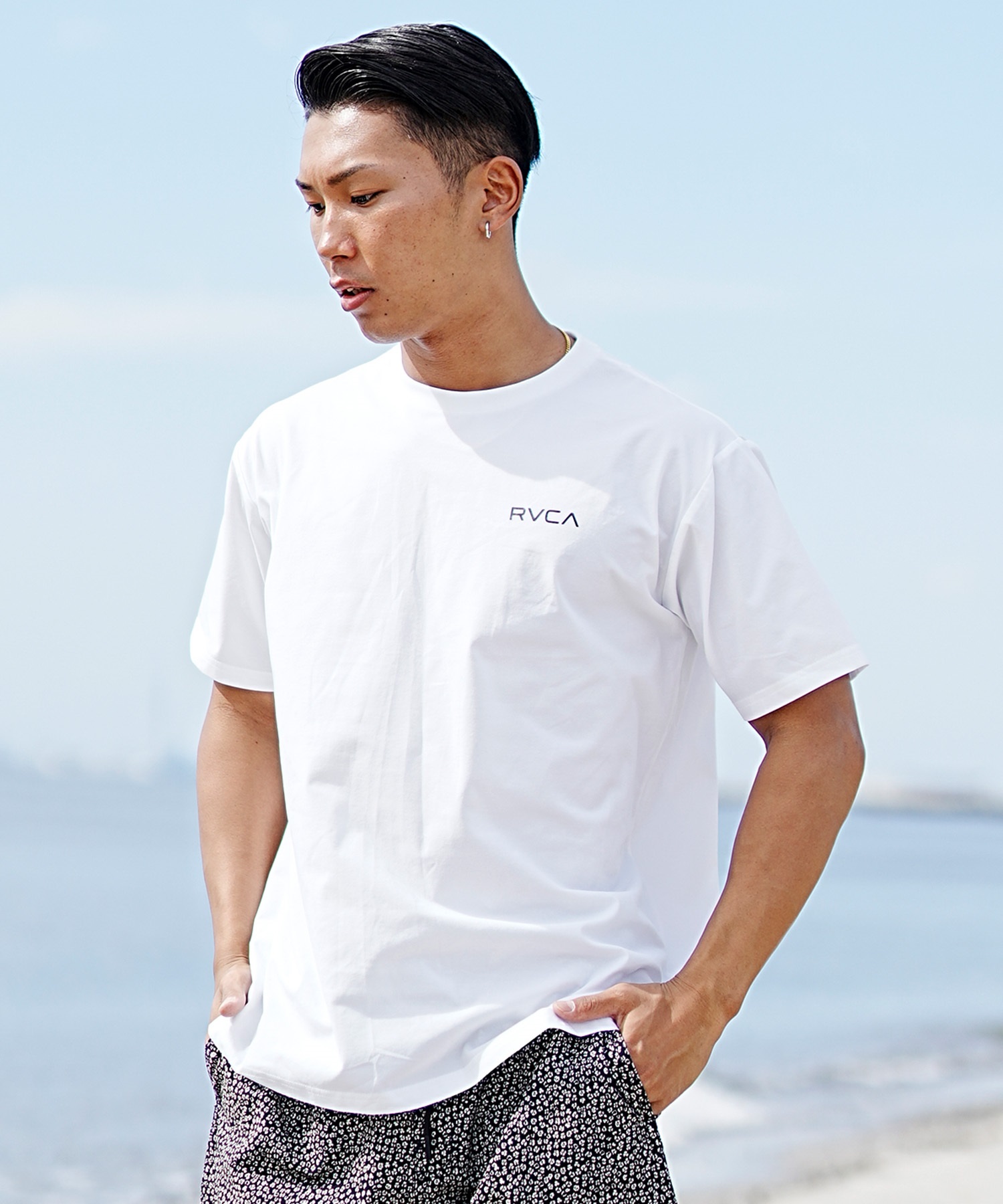 【クーポン対象】RVCA ルーカ メンズ ラッシュガード 半袖 Tシャツ ユーティリティ 水陸両用 バックプリント BE041-802(WHT-S)