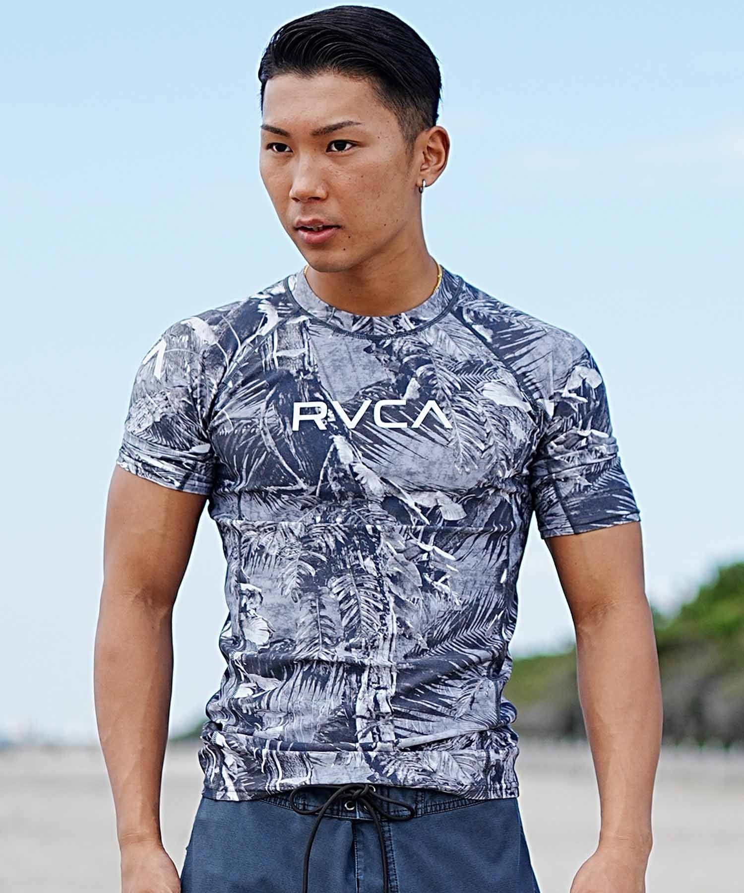 RVCA ルーカ メンズ ラッシュガード 水着 半袖 吸水速乾 ブランドロゴ UVカット BE041-863(GPA0-S)