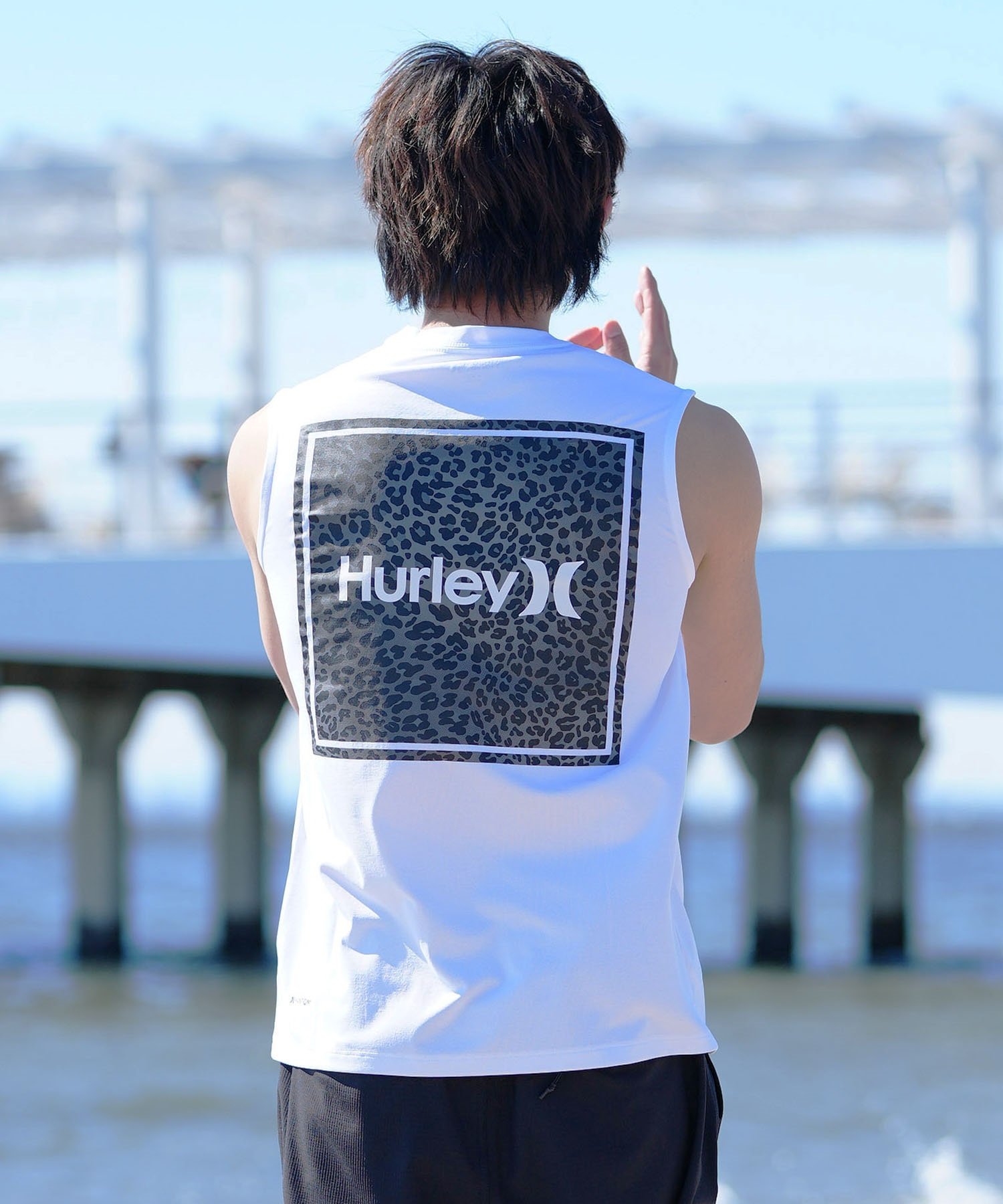 Hurley ハーレー PHANTOM LEOPAD SQUARE SLEEVELESS メンズ ラッシュガード 水陸両用 24MRSMUT011(WHT-S)