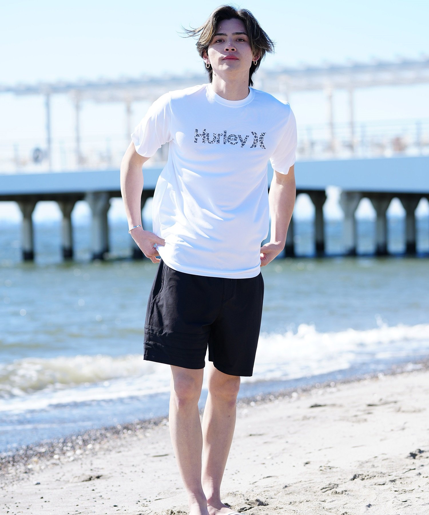 Hurley ハーレー メンズ 半袖Tシャツ ラッシュガード 水陸両用 UVケア ブランドロゴ MRG2411028(WHT-S)