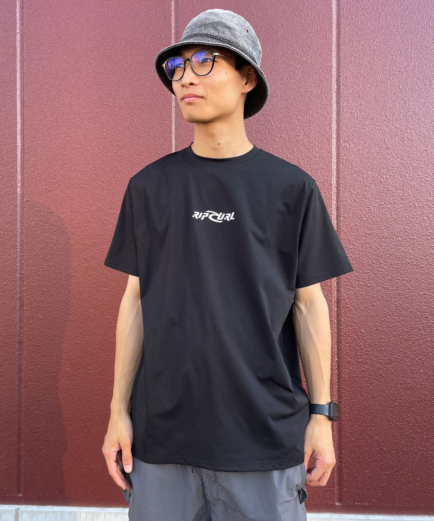 RIP CURL リップカール メンズ ラッシュガード ラッシュＴシャツ UVケア ユーティリティ 水陸両用 O01-800 ムラサキスポーツ限定(BK-M)