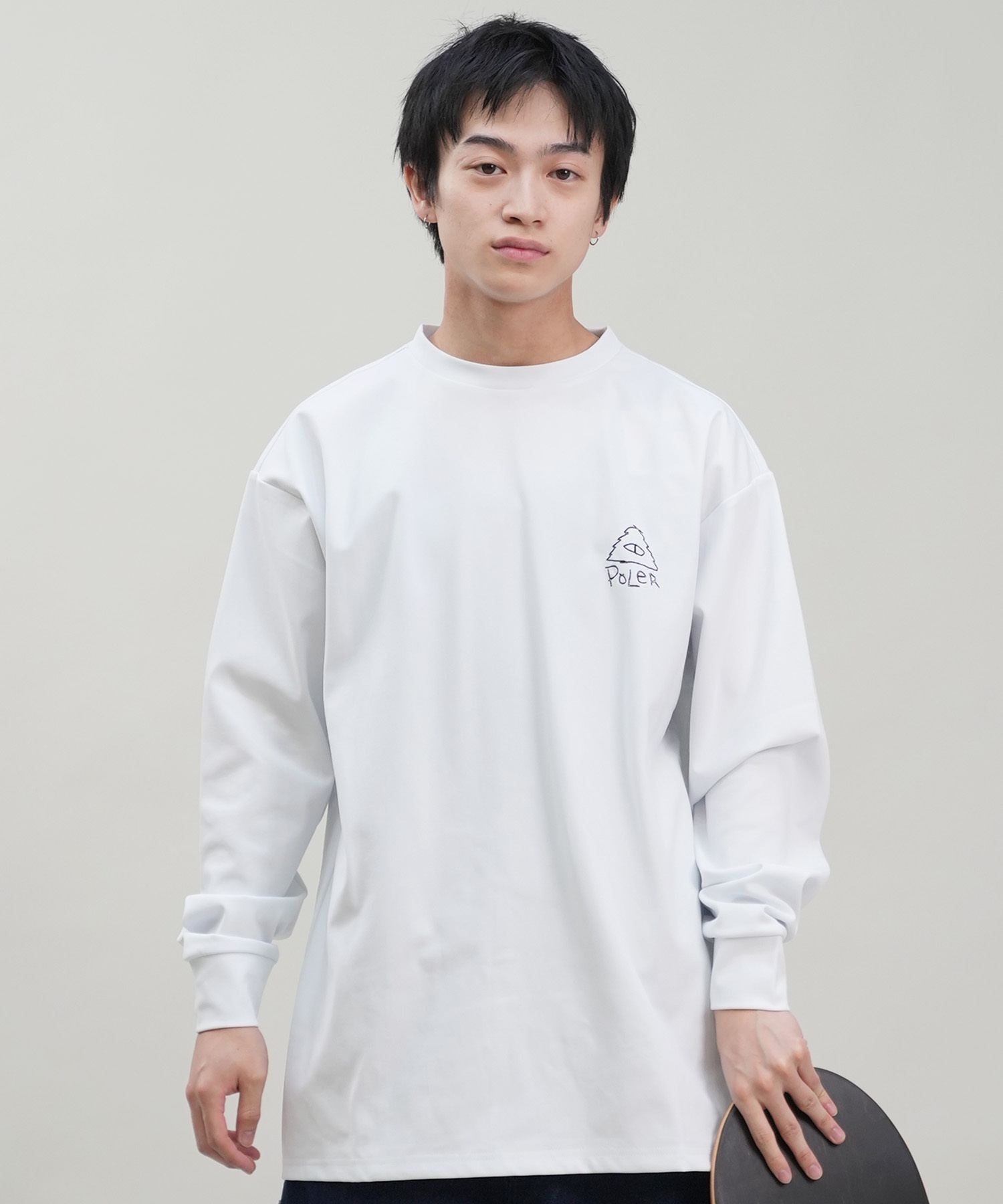 POLER ポーラー メンズ ラッシュガード Tシャツ 長袖 ロンT ロゴ バックプリント 水陸両用 ユーティリティ UVカット 249MCV0025 ムラサキスポーツ限定(WHT-M)