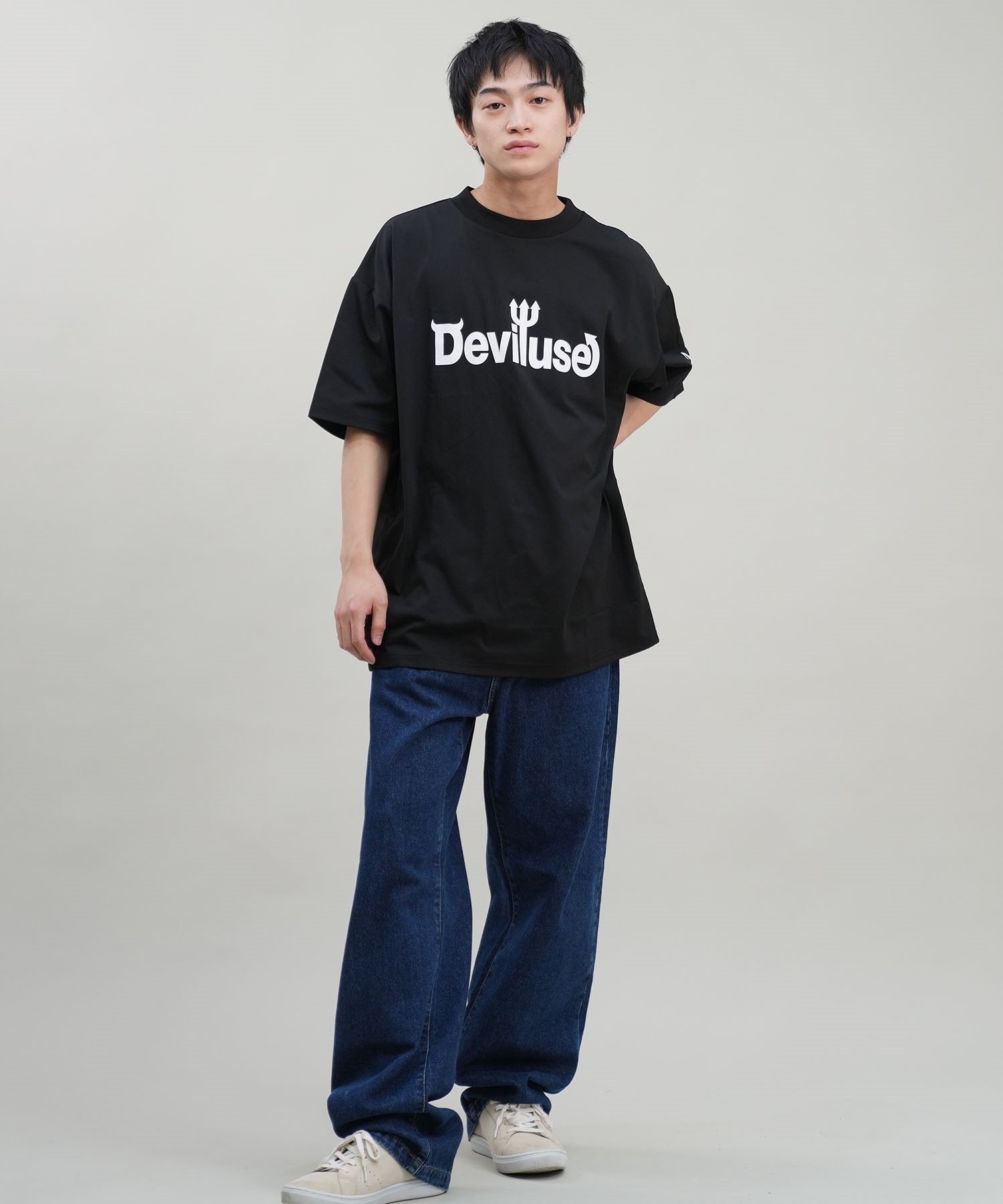 DEVILUSE デビルユース メンズ ラッシュガード 半袖 Tシャツ オーバーサイズ 水陸両用 ムラサキスポーツ限定 243OO1ST301DU(WHT-M)