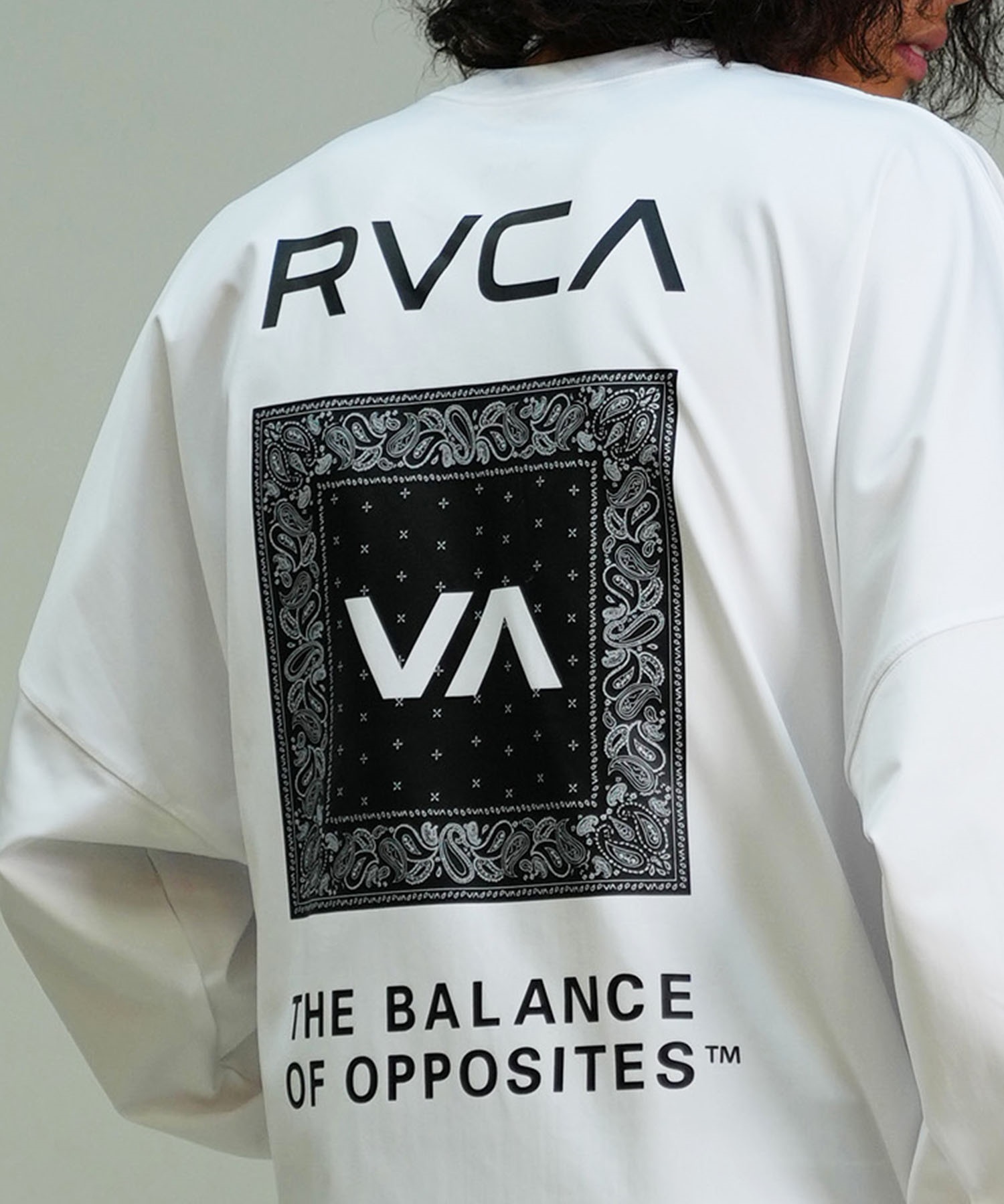 RVCA ルーカ メンズ ラッシュガード 長袖 Tシャツ バックプリント 裾ドローコード ドロスト 水陸両用 BE04A-P06(WHT-S)